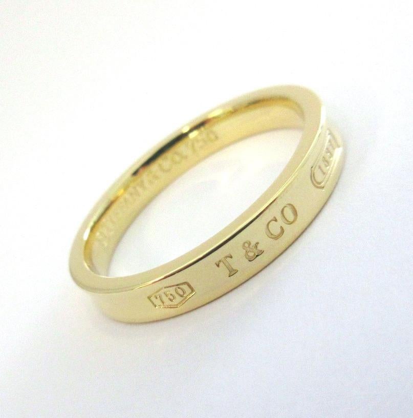 TIFFANY & Co. 1837 18K Gold 4mm Band Ring 13 Men's In Excellent Condition For Sale In Los Angeles, CA