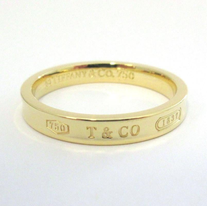 TIFFANY & Co. 1837 18K Gold 4mm Band Ring 13 Men's For Sale 1