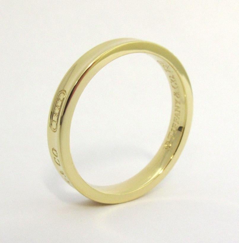TIFFANY & Co. 1837 18K Gold 4mm Band Ring 13 Men's For Sale 3