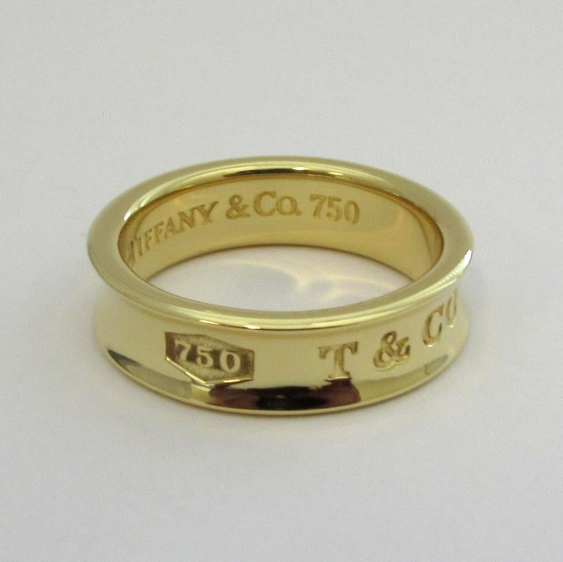 TIFFANY & Co. 1837 18K Gold 6mm Wide Ring 7.5 In Excellent Condition For Sale In Los Angeles, CA
