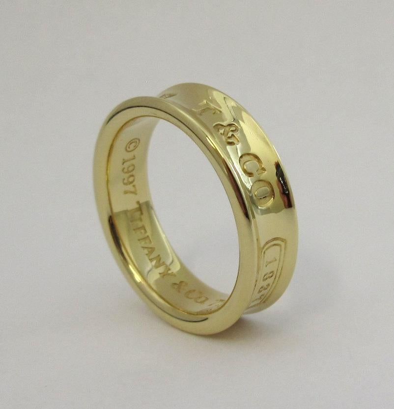 TIFFANY & Co. 1837 18K Gold 6mm Wide Ring 7.5 For Sale 1