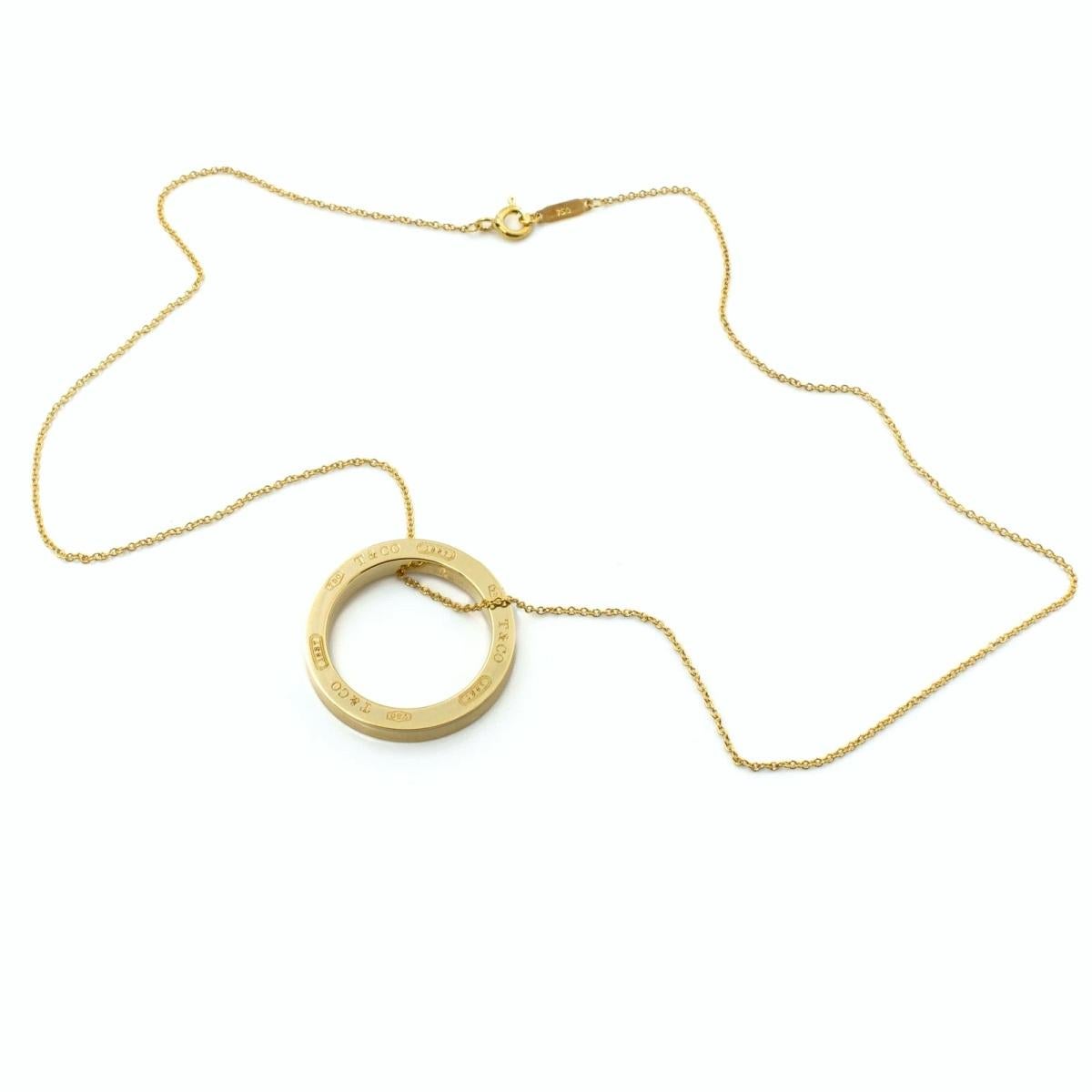 Women's TIFFANY & Co. 1837 18K Gold Circle Pendant Necklace LARGE For Sale