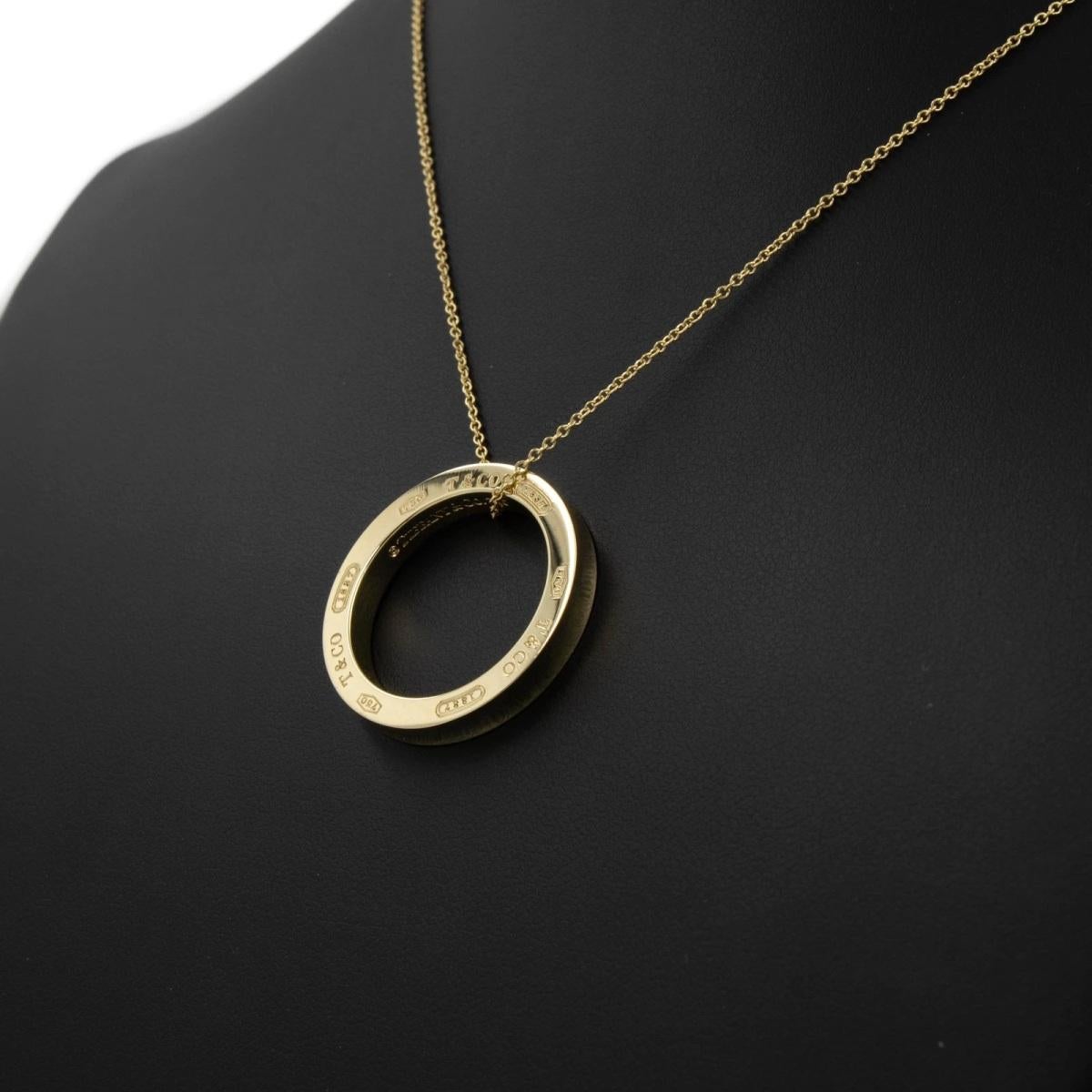 TIFFANY & Co. 1837 18K Gold Circle Pendant Necklace LARGE For Sale 1