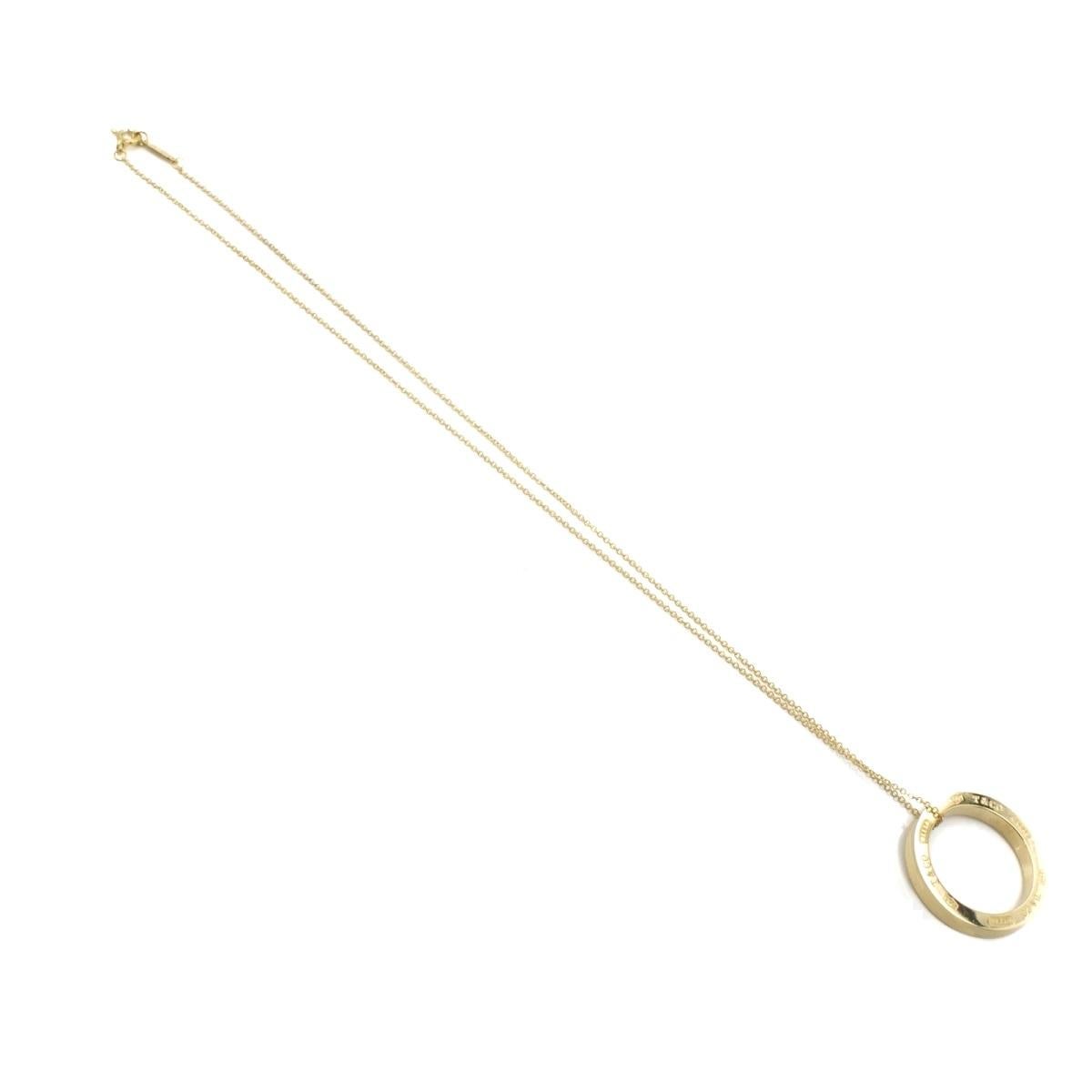 TIFFANY & Co. 1837 18K Gold Circle Pendant Necklace LARGE For Sale 2