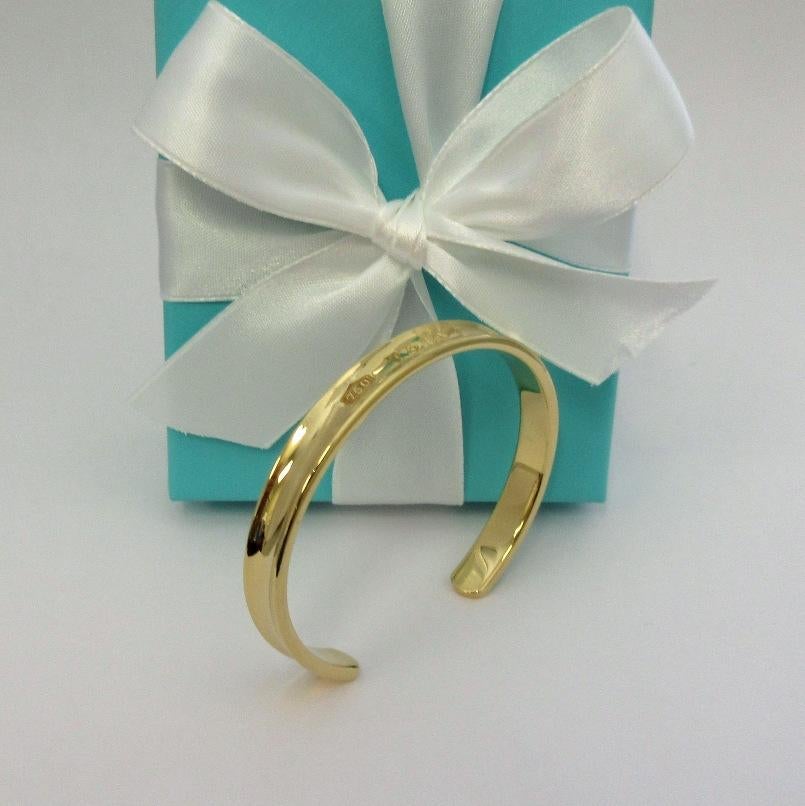 TIFFANY & Co. 1837 18K Gold Cuff Bangle Bracelet In New Condition In Los Angeles, CA