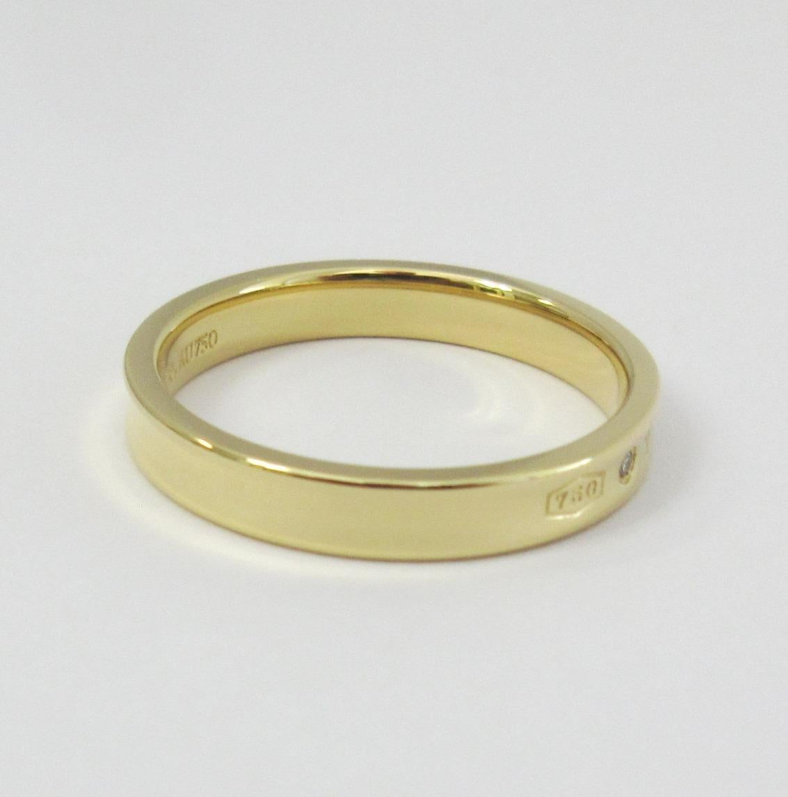 TIFFANY & Co. 1837 18K Gold Diamond 4mm Band Ring 12.5 Men's For Sale 2