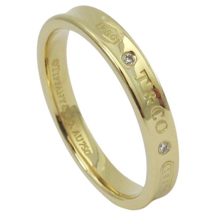 TIFFANY & Co. 1837 Golding & Co. 18K Diamond 4mm Band Ring 12.5 Men's