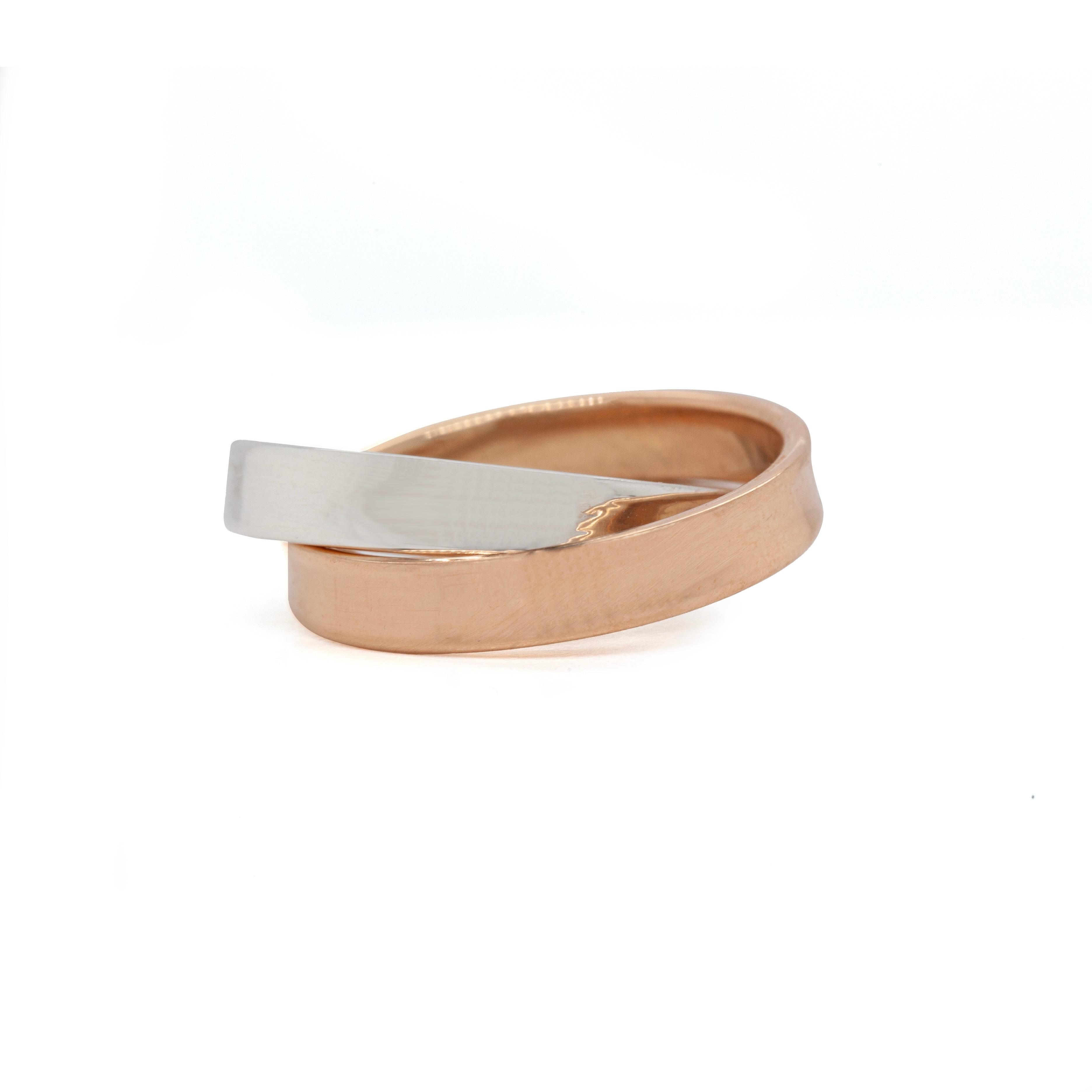 Women's or Men's Tiffany & Co. 1837 18K Rose Gold & 925 Sterling Silver Interlocking Circles Ring For Sale