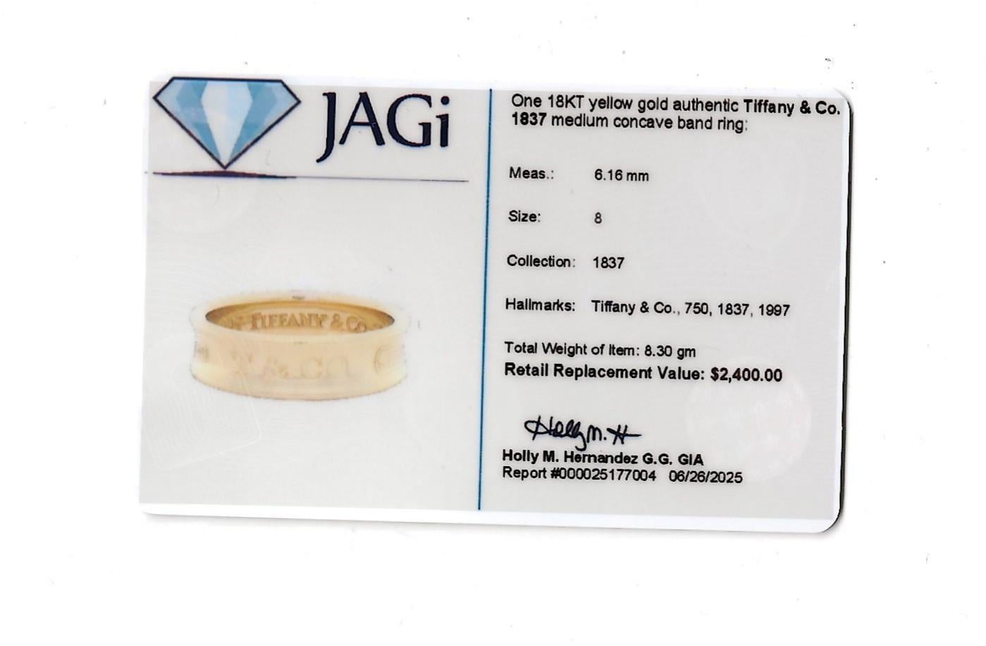 Anillo de banda Tiffany & Co. 1837 de 6 mm en oro amarillo pulido de 18 quilates en venta 6