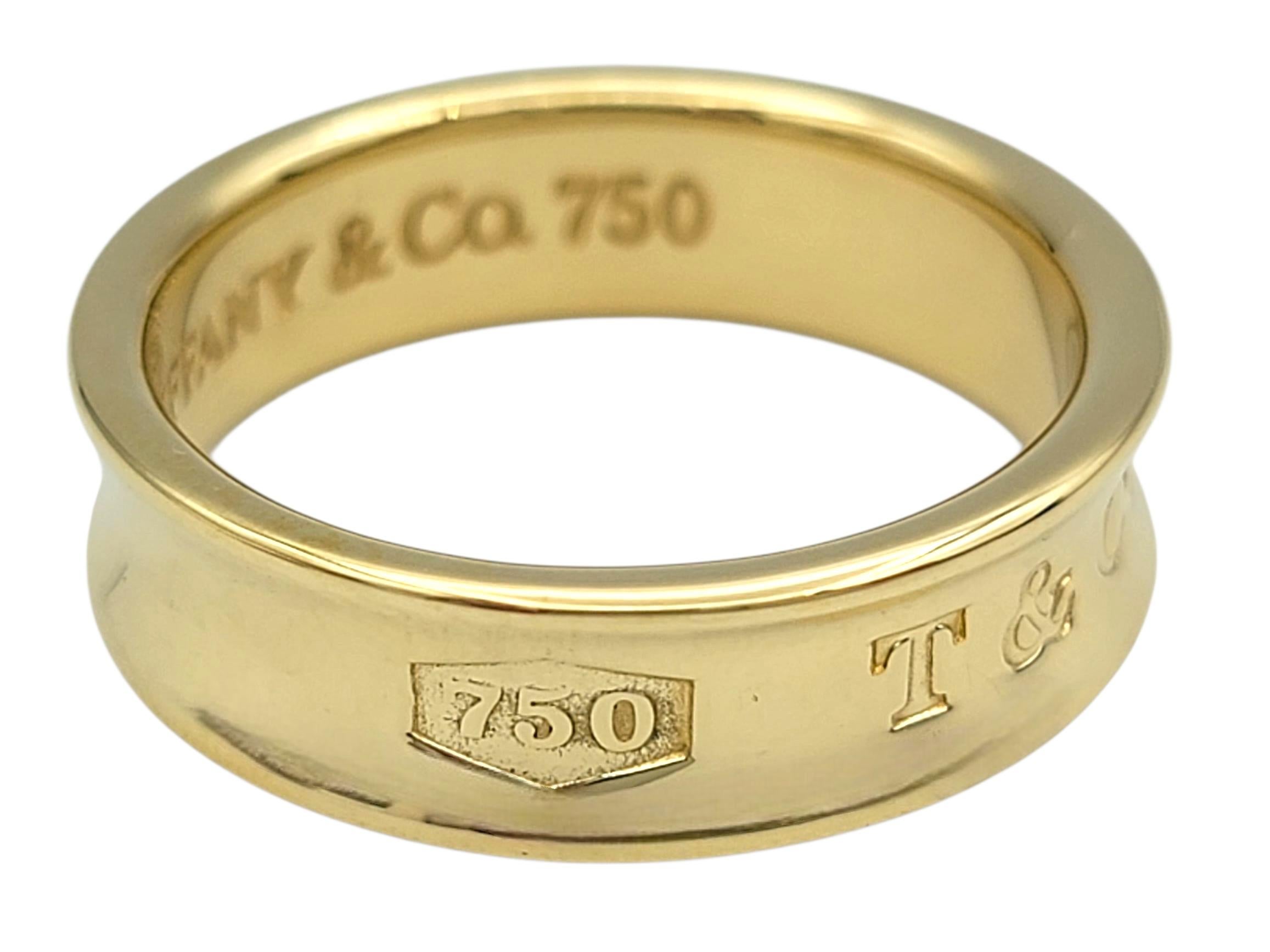 Anillo de banda Tiffany & Co. 1837 de 6 mm en oro amarillo pulido de 18 quilates en Bueno estado para la venta en Scottsdale, AZ