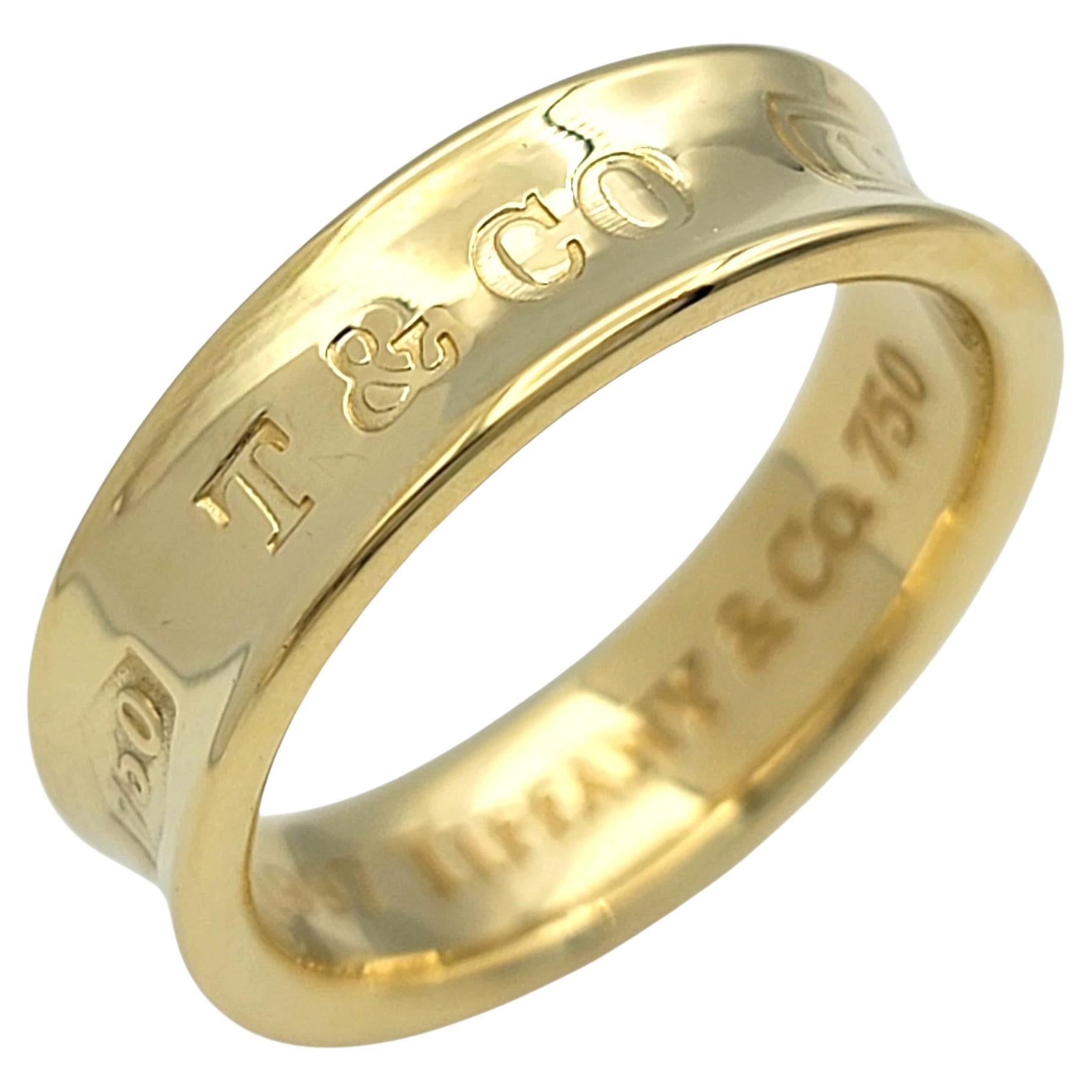 Anillo de banda Tiffany & Co. 1837 de 6 mm en oro amarillo pulido de 18 quilates en venta