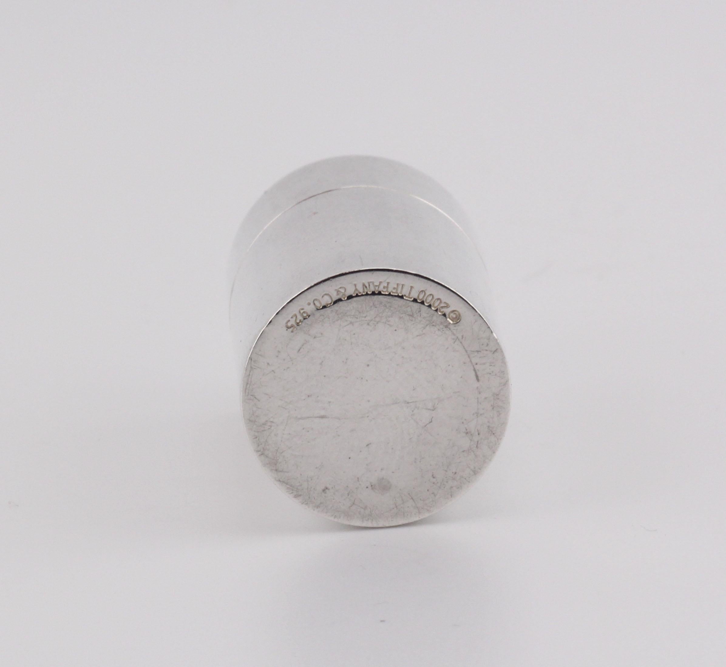 Tiffany & Co. 1837 925 Sterling Silver Screw Top Pill Box Case In Good Condition In Simpsonville, SC