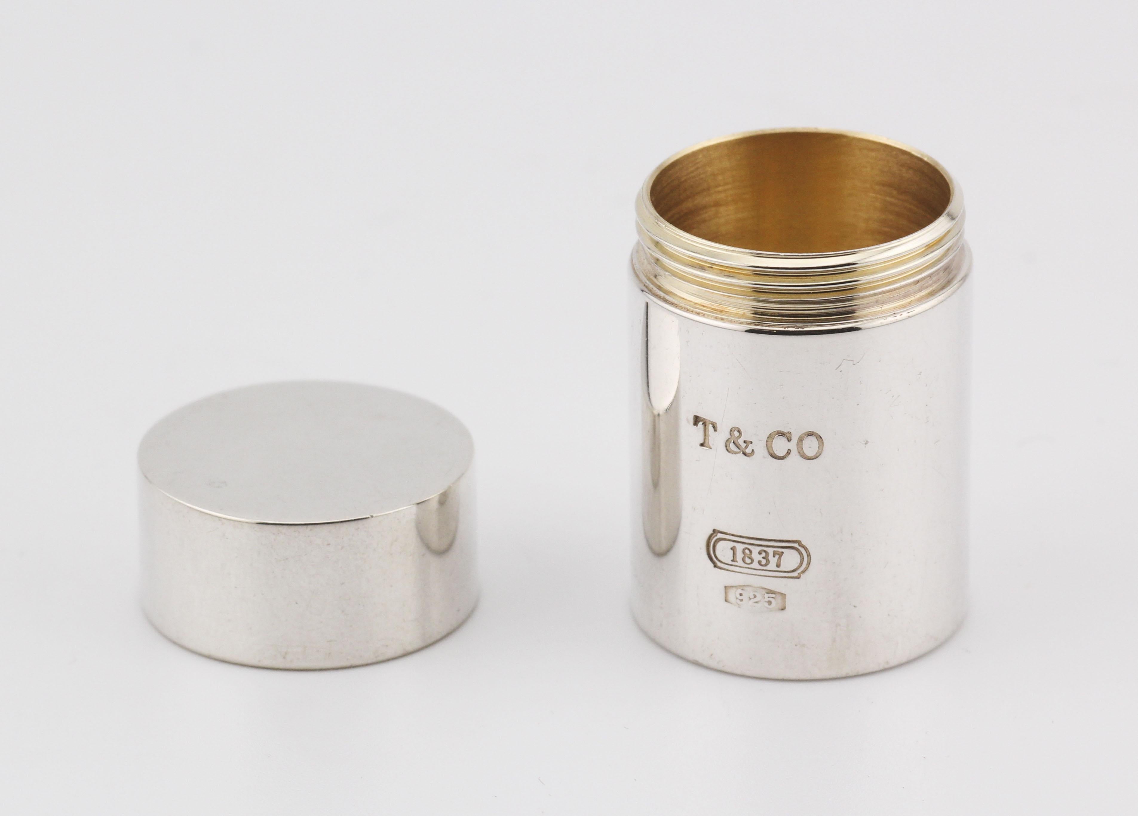 Tiffany & Co. 1837 925 Sterling Silver Screw Top Pill Box Case 4