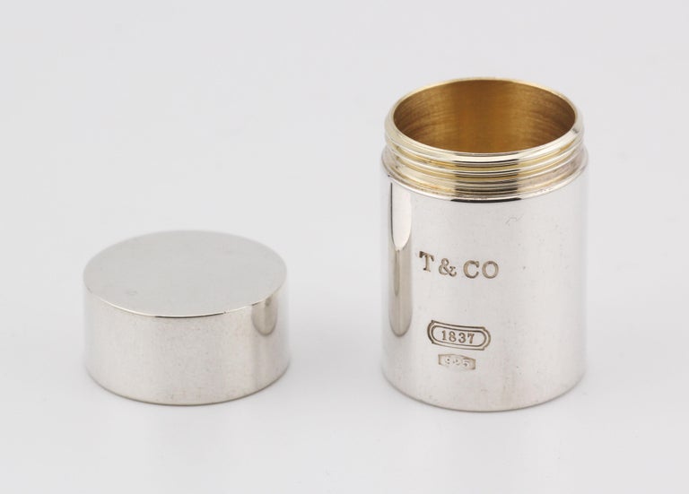 Tiffany and Co. 1837 925 Sterling Silver Screw Top Pill Box Case