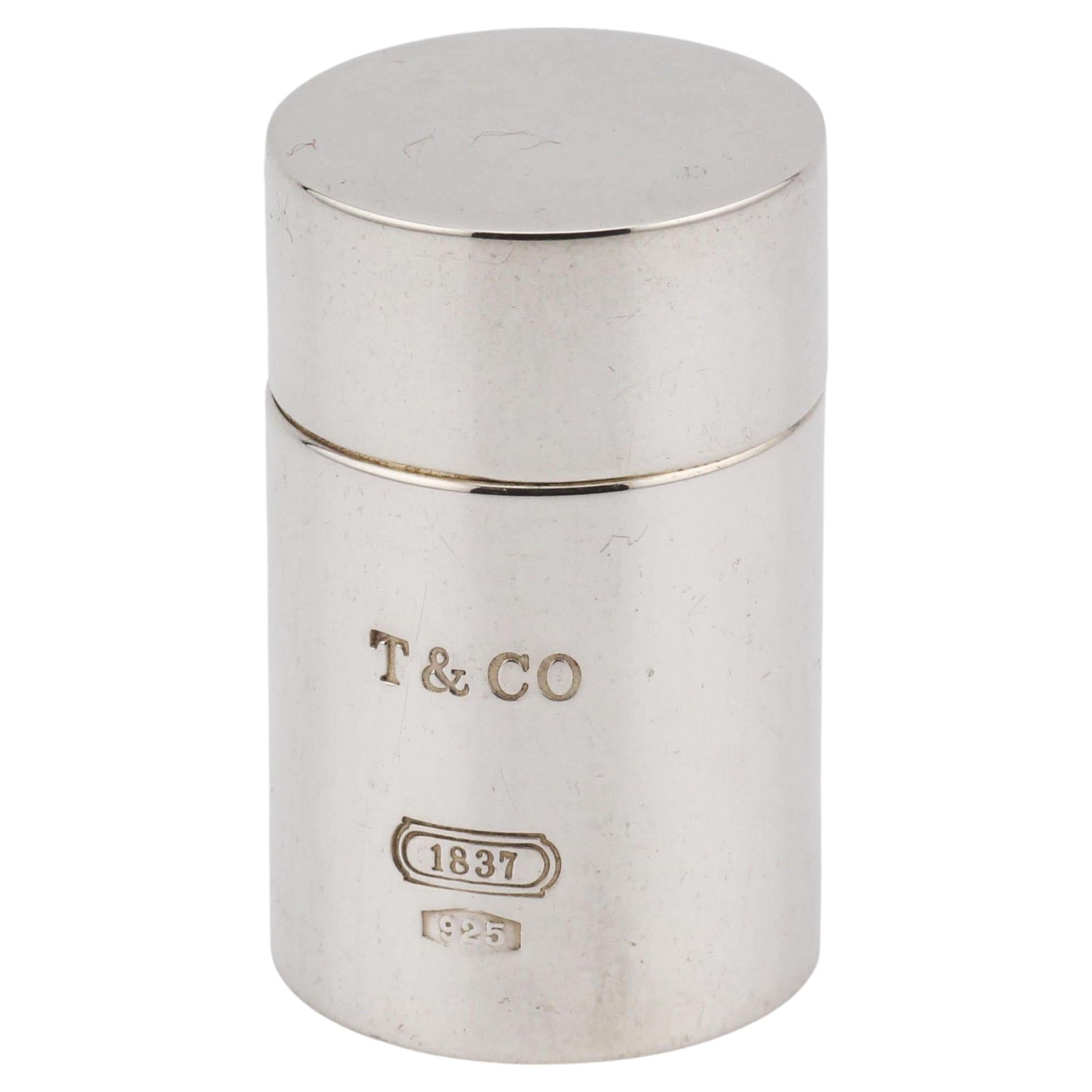 Tiffany & Co. 1837 Estuche pastillero con tapa de rosca de plata de ley 925