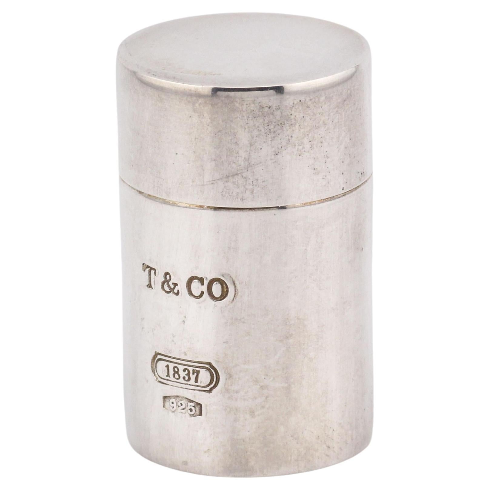 Boîte à pilules Tiffany & Co. 1837 925 argent sterling à vis sur le dessus