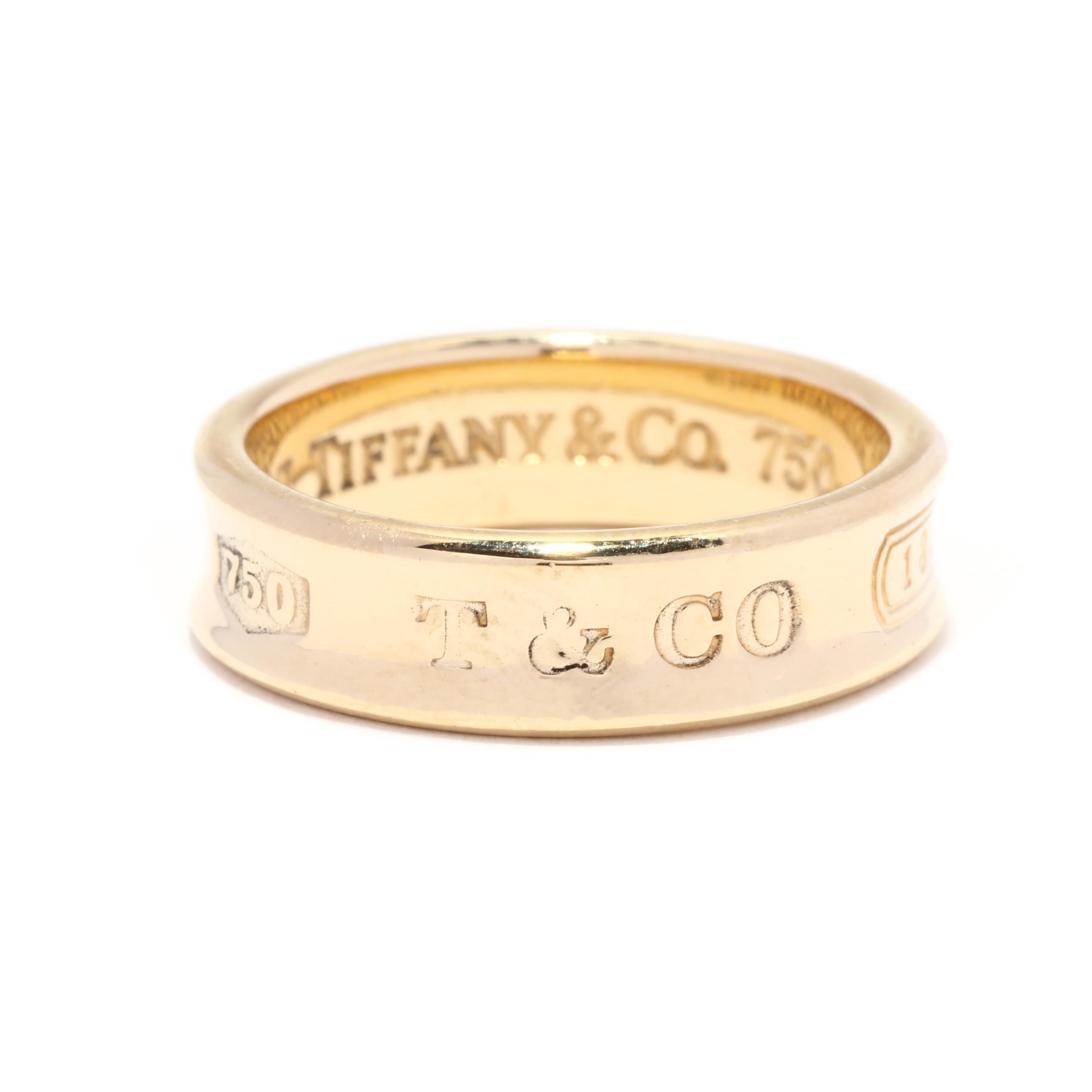 Tiffany and Co 1837 Band Ring, 18K Yellow Gold, Ring Size 8, Classic  Tiffany Band at 1stDibs