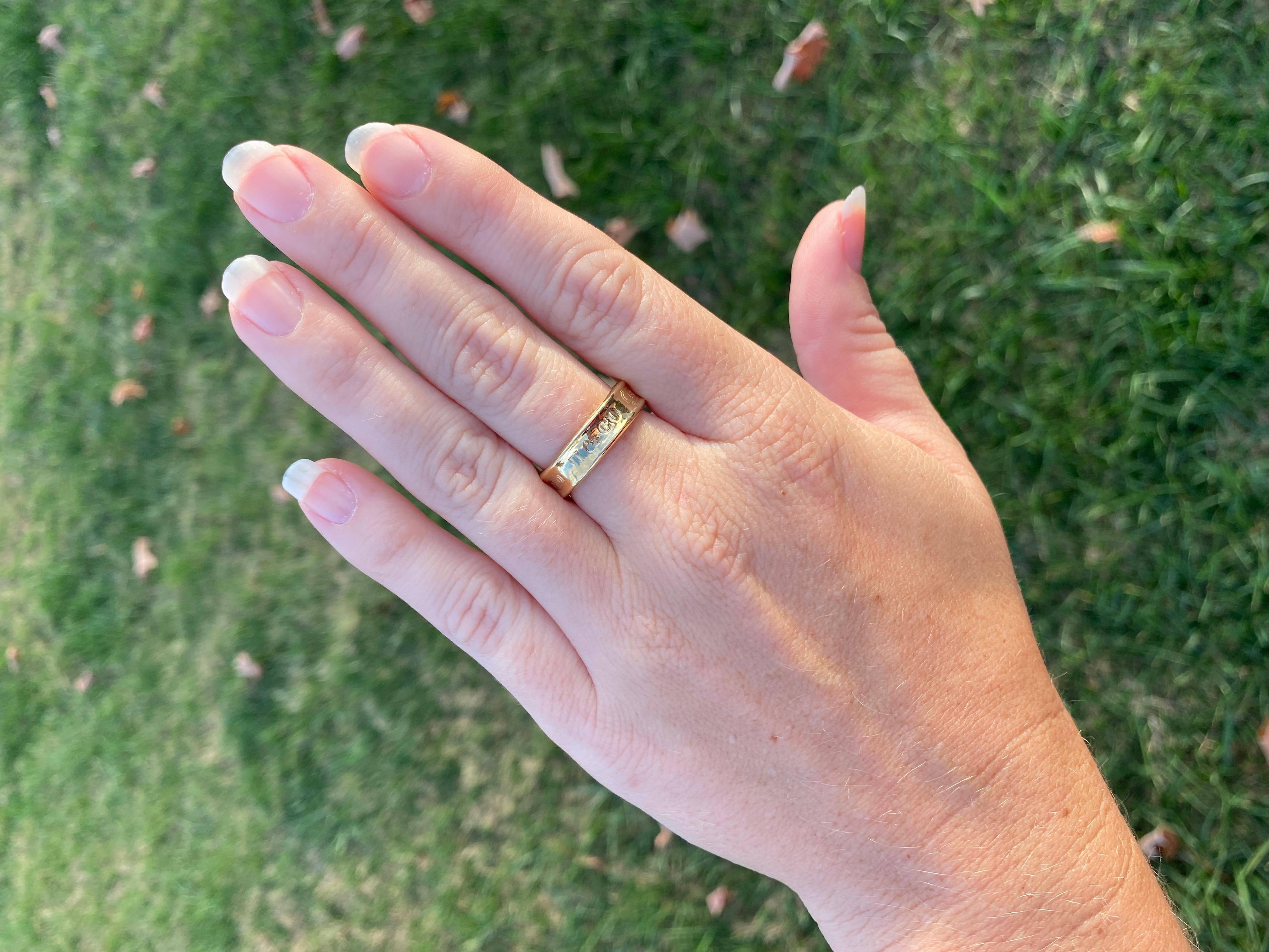 Women's or Men's Tiffany & Co 1837 Band Ring, 18K Yellow Gold, Ring Size 8, Classic Tiffany Band