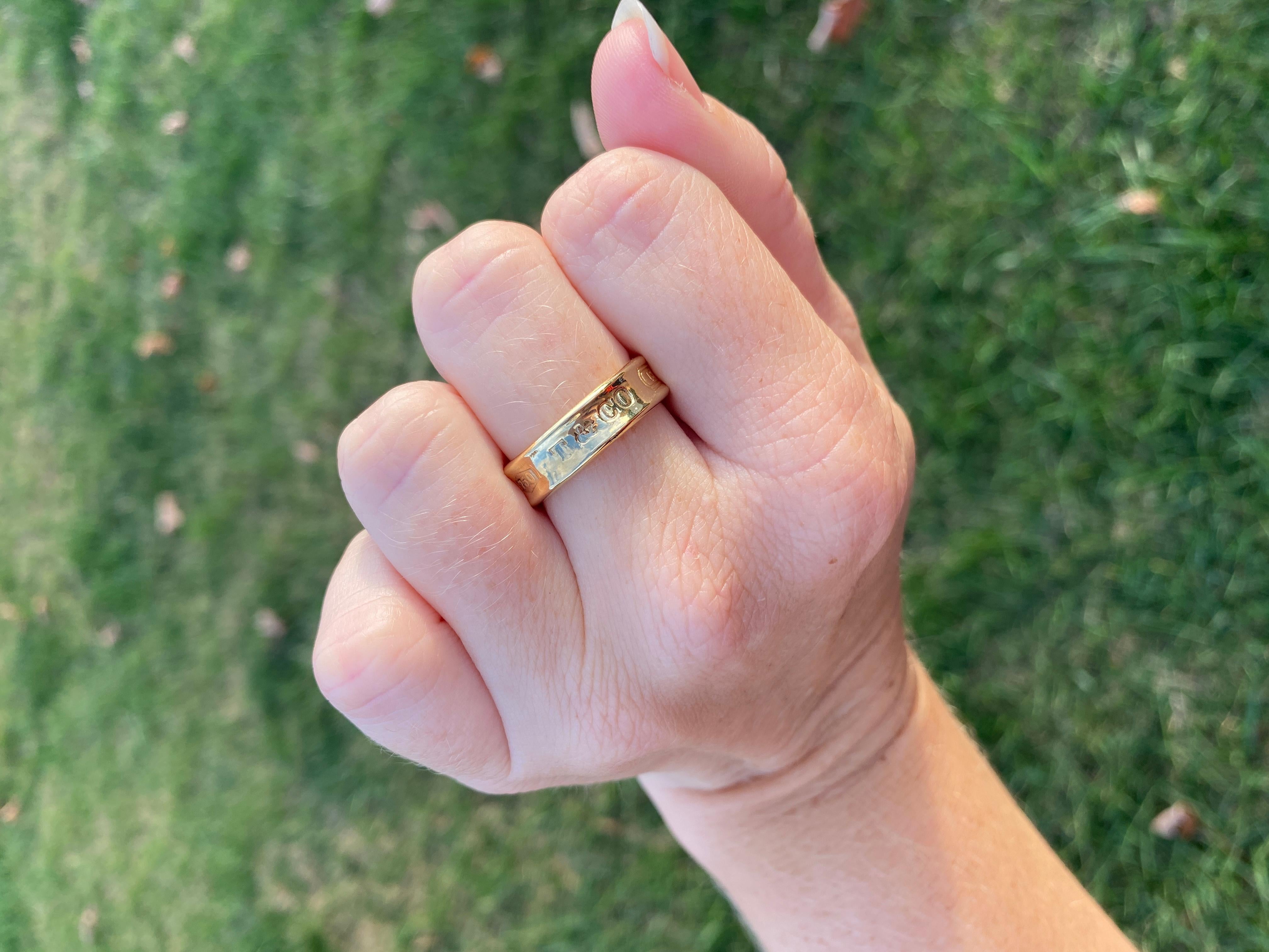 Tiffany & Co 1837 Band Ring, 18K Yellow Gold, Ring Size 8, Classic Tiffany Band 1