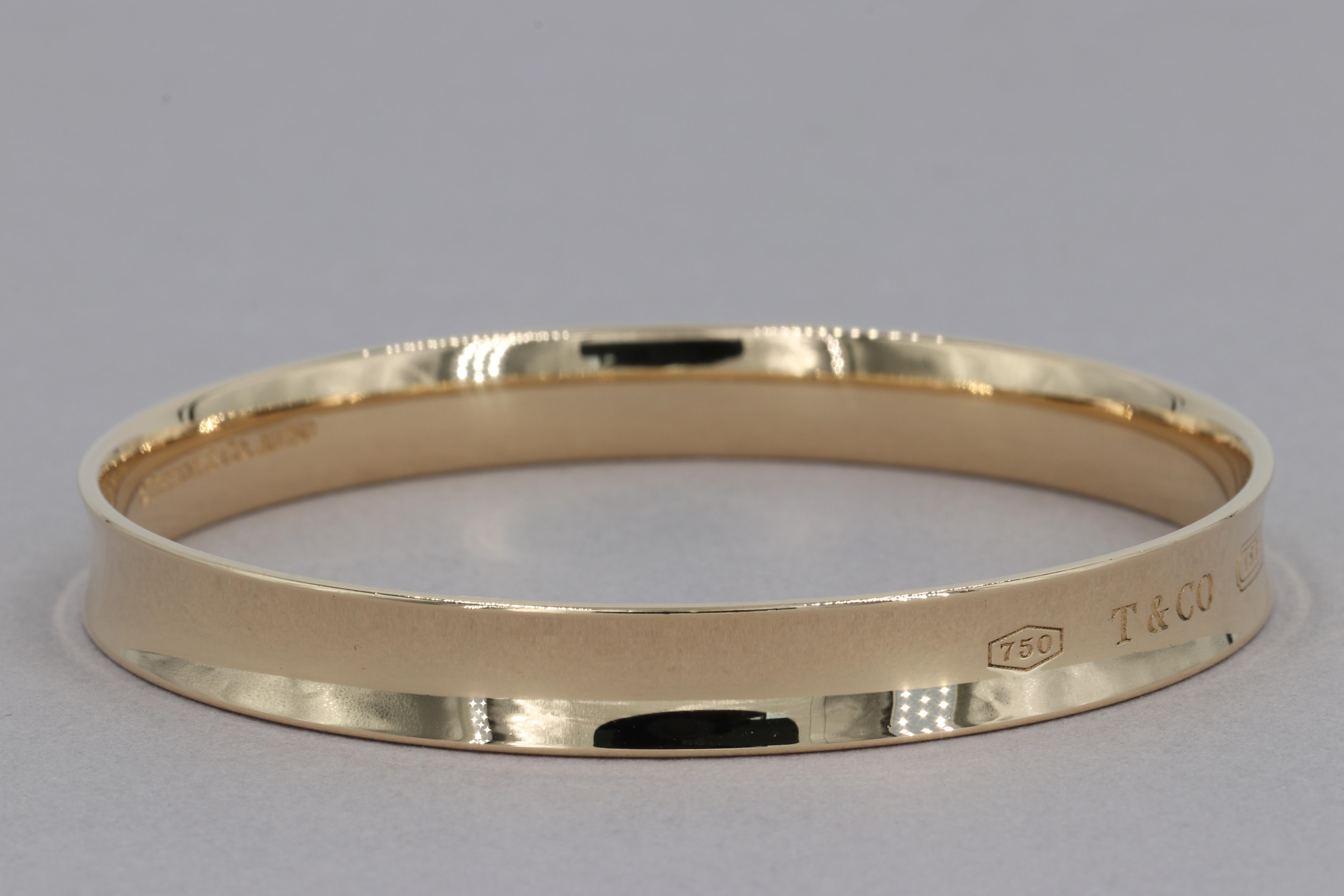 Tiffany & Co. 1837 Bracelet Bangle en or jaune 18 carats Unisexe en vente