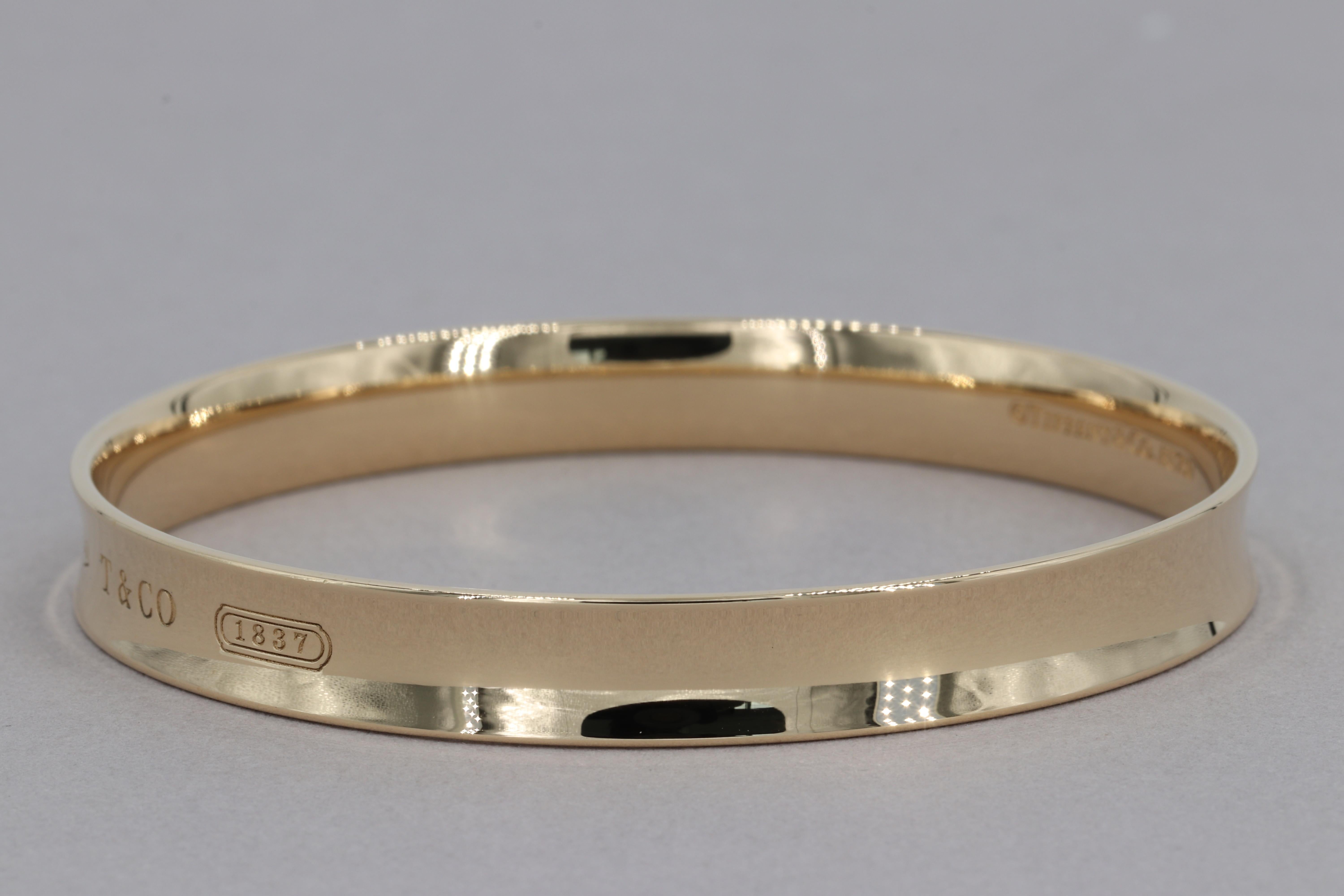 Tiffany & Co. 1837 Bracelet Bangle en or jaune 18 carats en vente 1