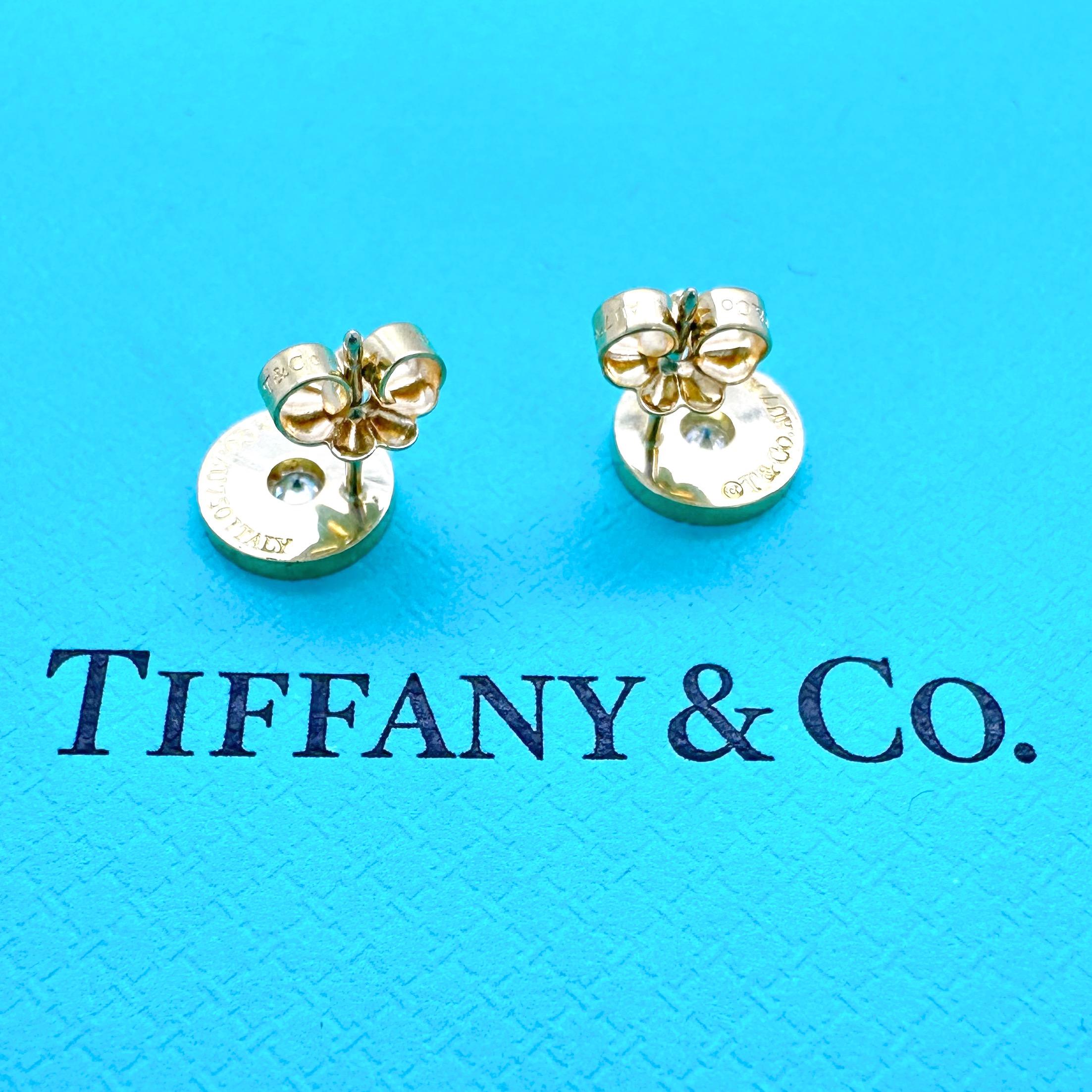 Tiffany & Co 1837 Circle Earrings with Diamonds in 18kt Yellow Gold In Good Condition For Sale In San Diego, CA