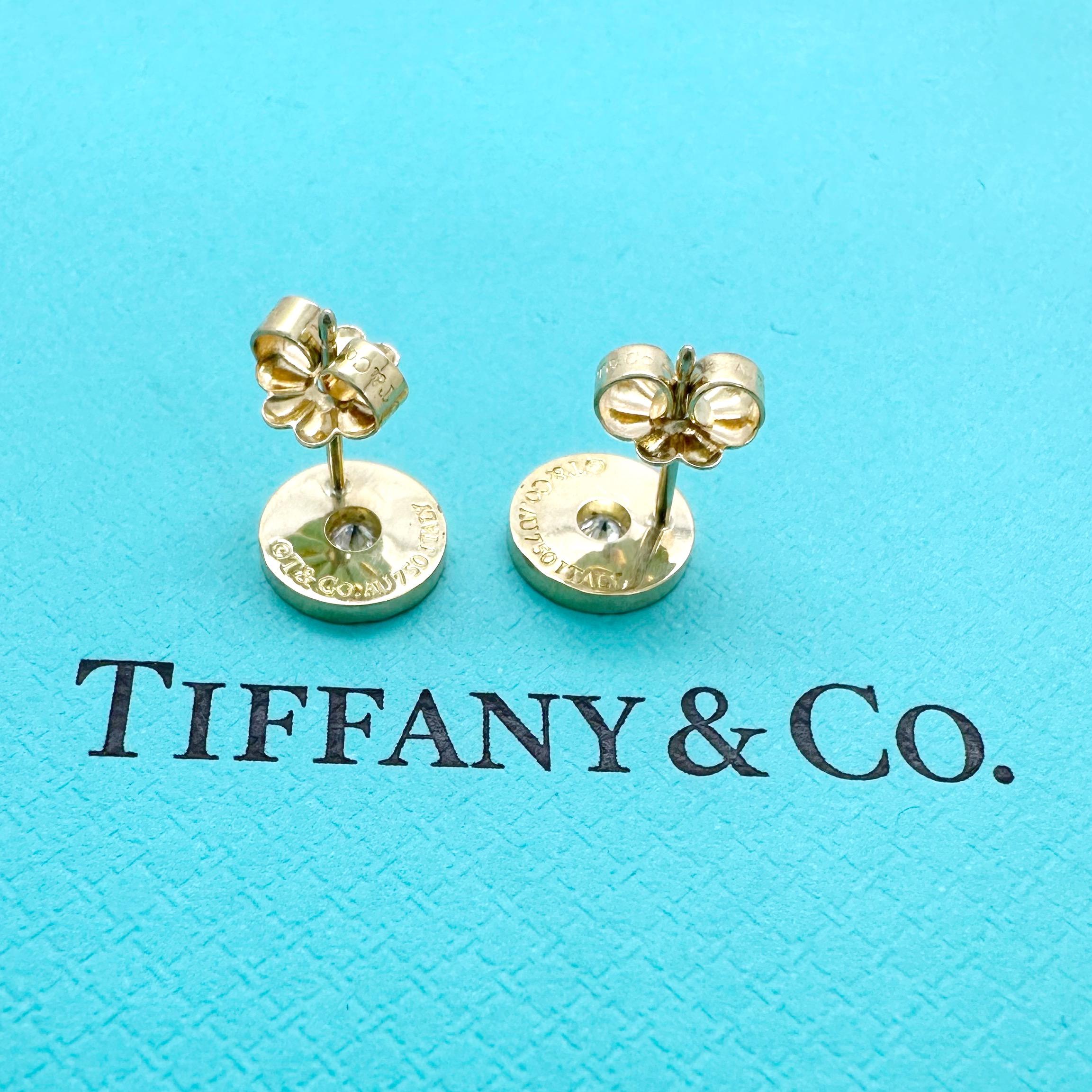 Women's or Men's Tiffany & Co 1837 Circle Earrings with Diamonds in 18kt Yellow Gold For Sale