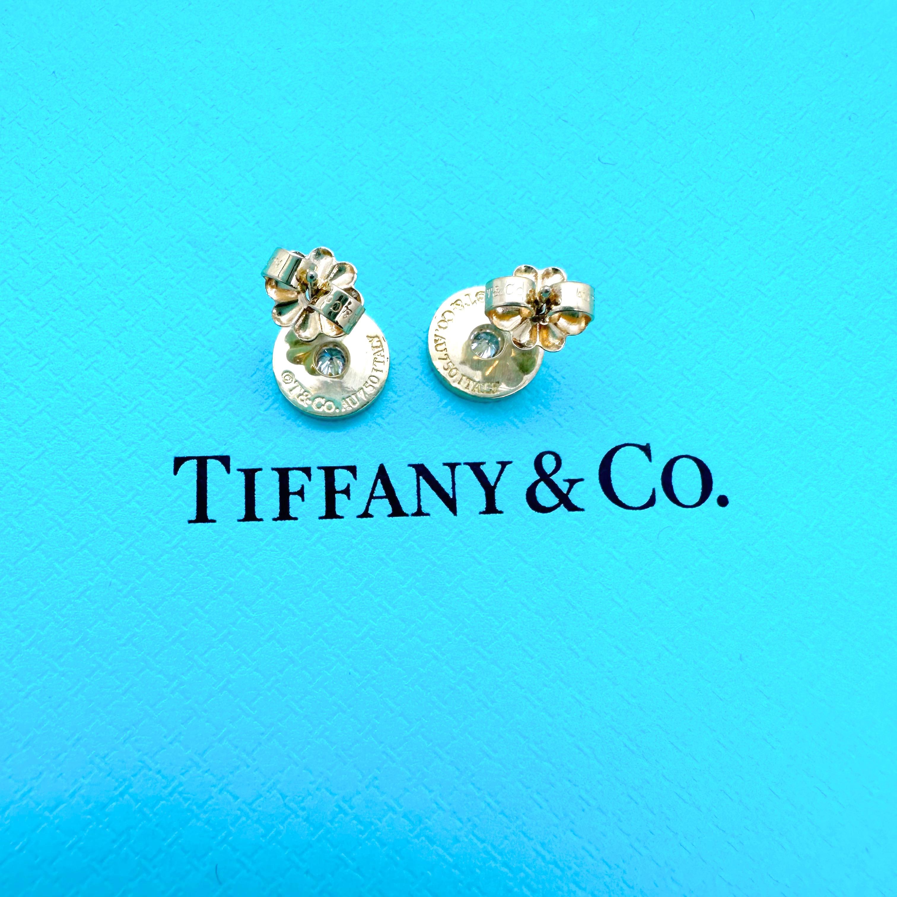 Round Cut Tiffany & Co 1837 Circle Earrings with Diamonds in 18kt Yellow Gold For Sale