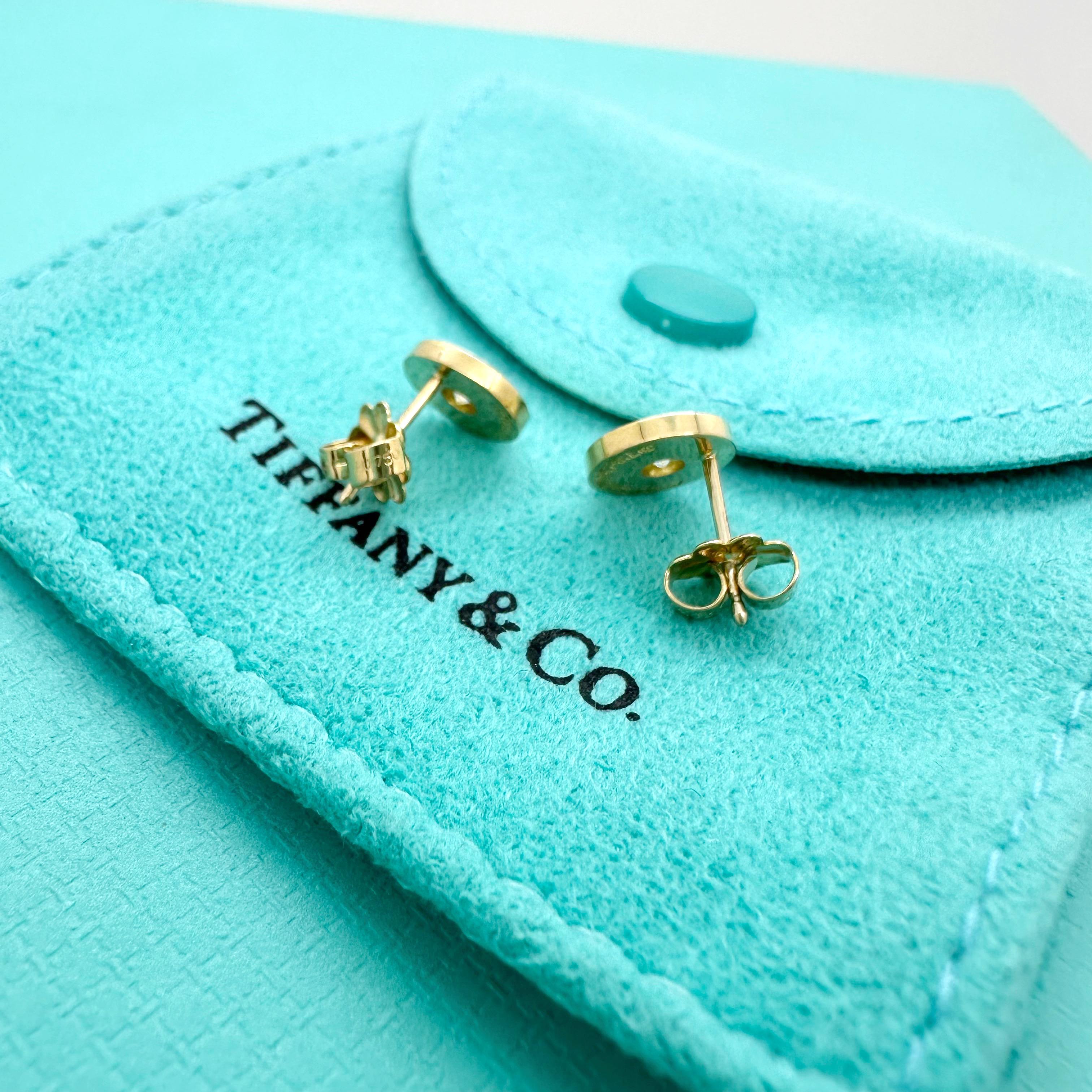 Tiffany & Co 1837 Circle Earrings with Diamonds in 18kt Yellow Gold For Sale 1