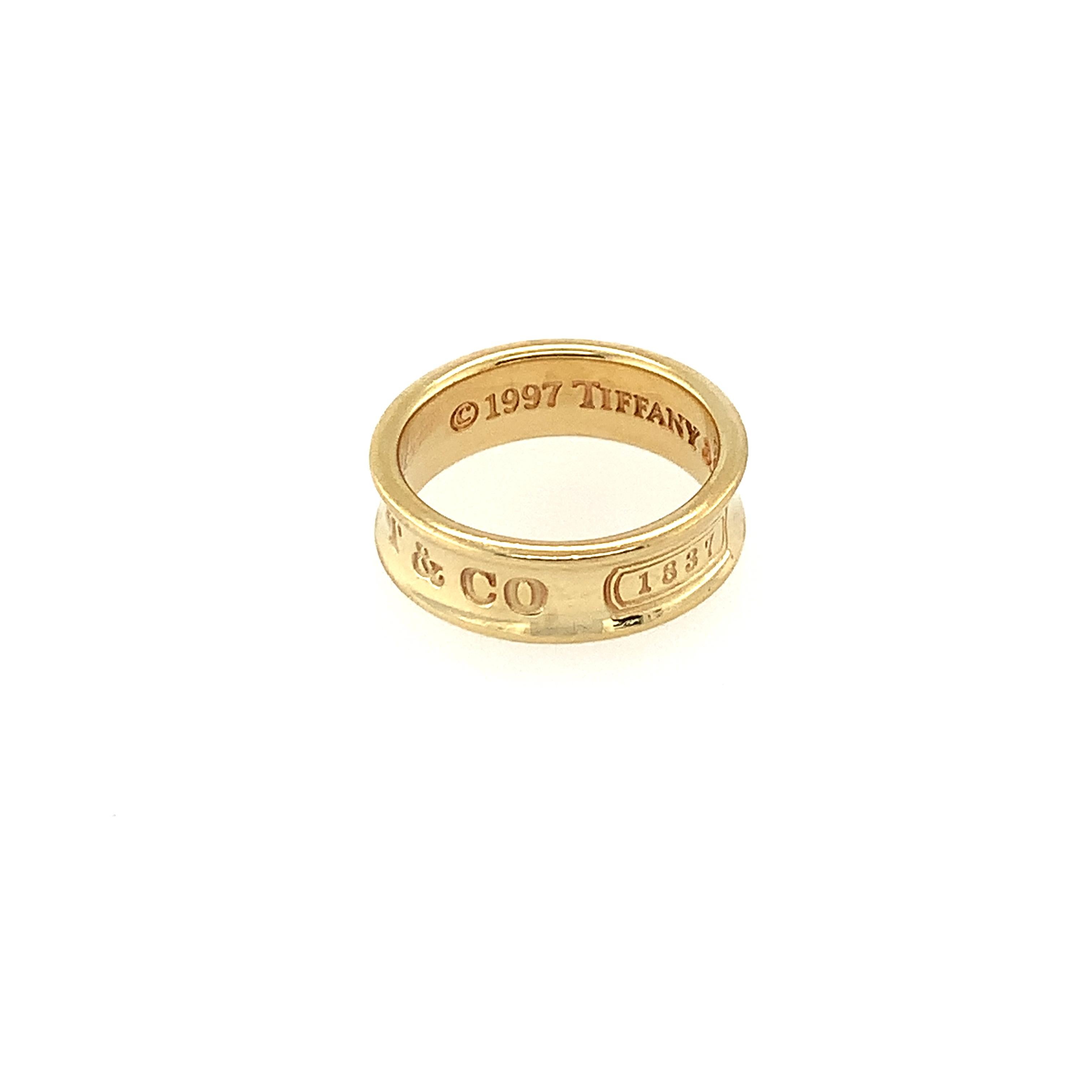 Contemporary Tiffany & Co. 1837 Collection Engraved 18K Gold Ring