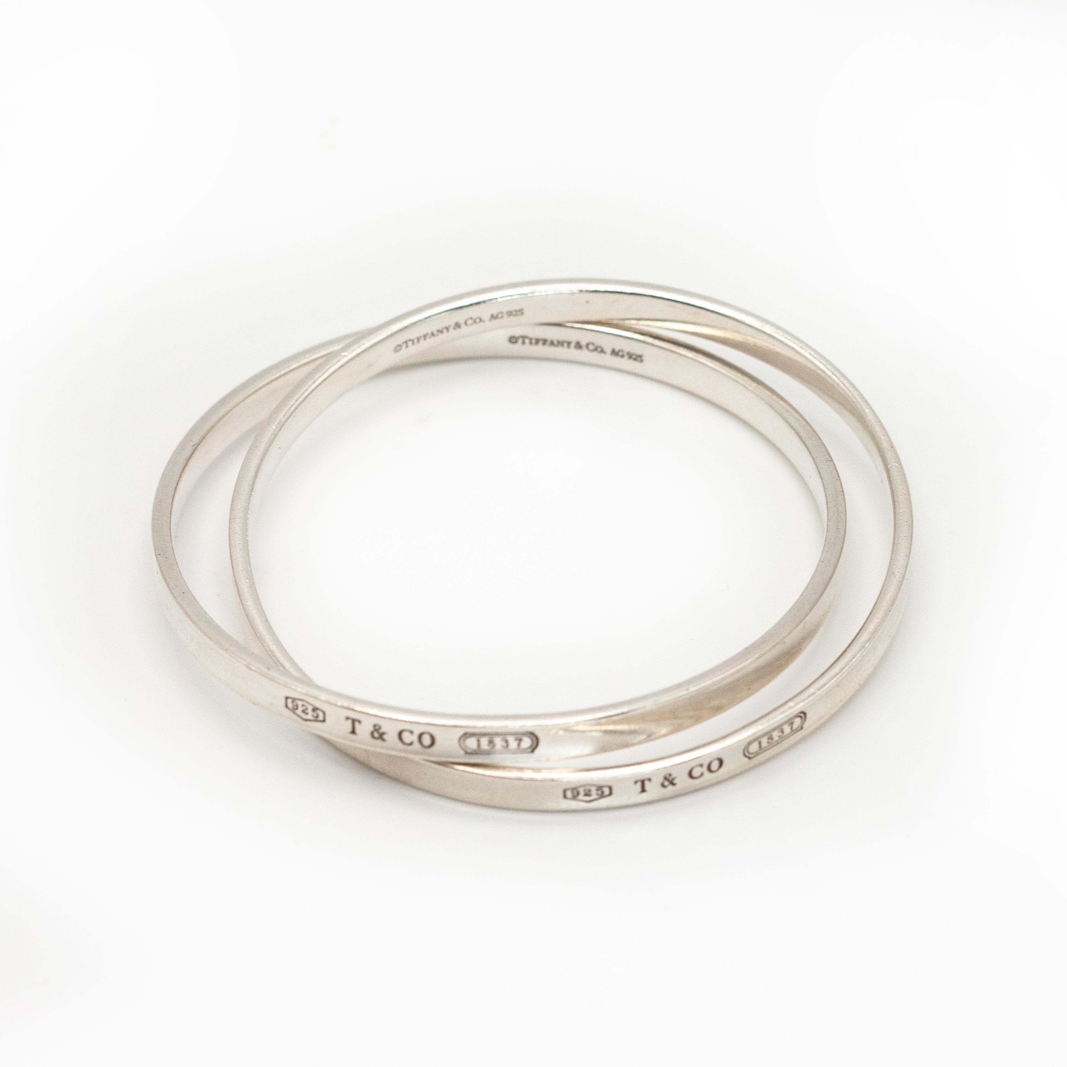 Tiffany & Co. Collezione 1837 Bangle a cerchi intrecciati in argento Sterling Silver In condizioni ottime in vendita a New York, NY