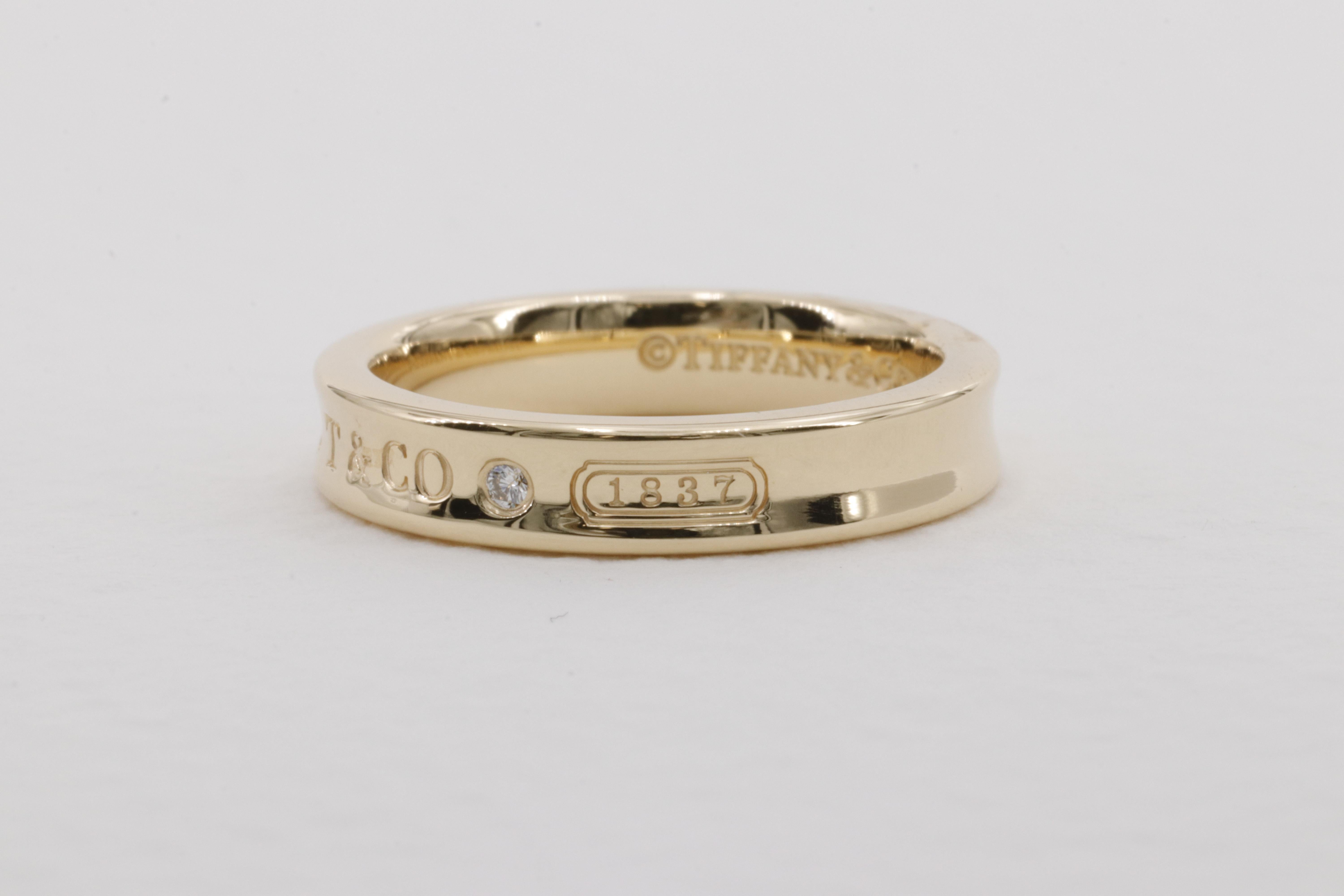 Modern Tiffany & Co. 1837 Diamond Band Ring in 18 Karat Yellow Gold  For Sale