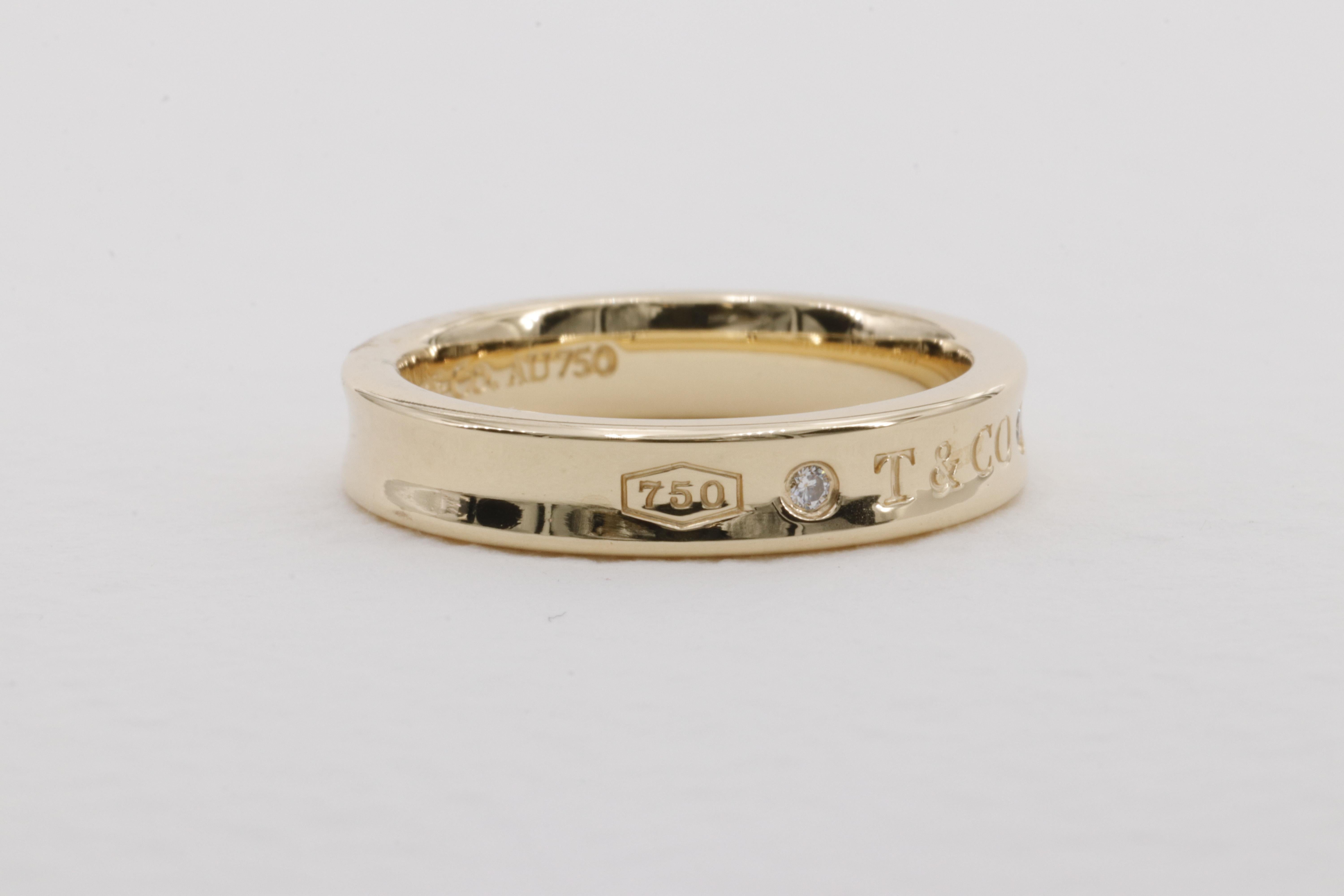 Round Cut Tiffany & Co. 1837 Diamond Band Ring in 18 Karat Yellow Gold  For Sale