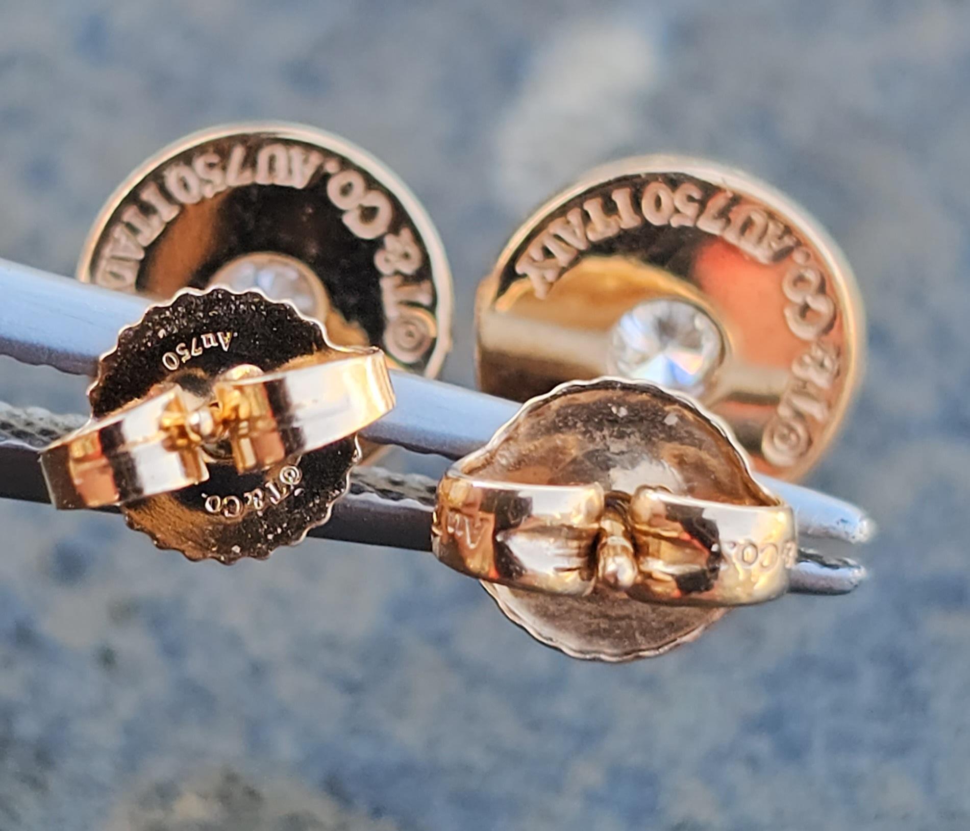 Round Cut Tiffany & Co. 1837 Diamond Circle Stud Earrings 18k Rose Gold