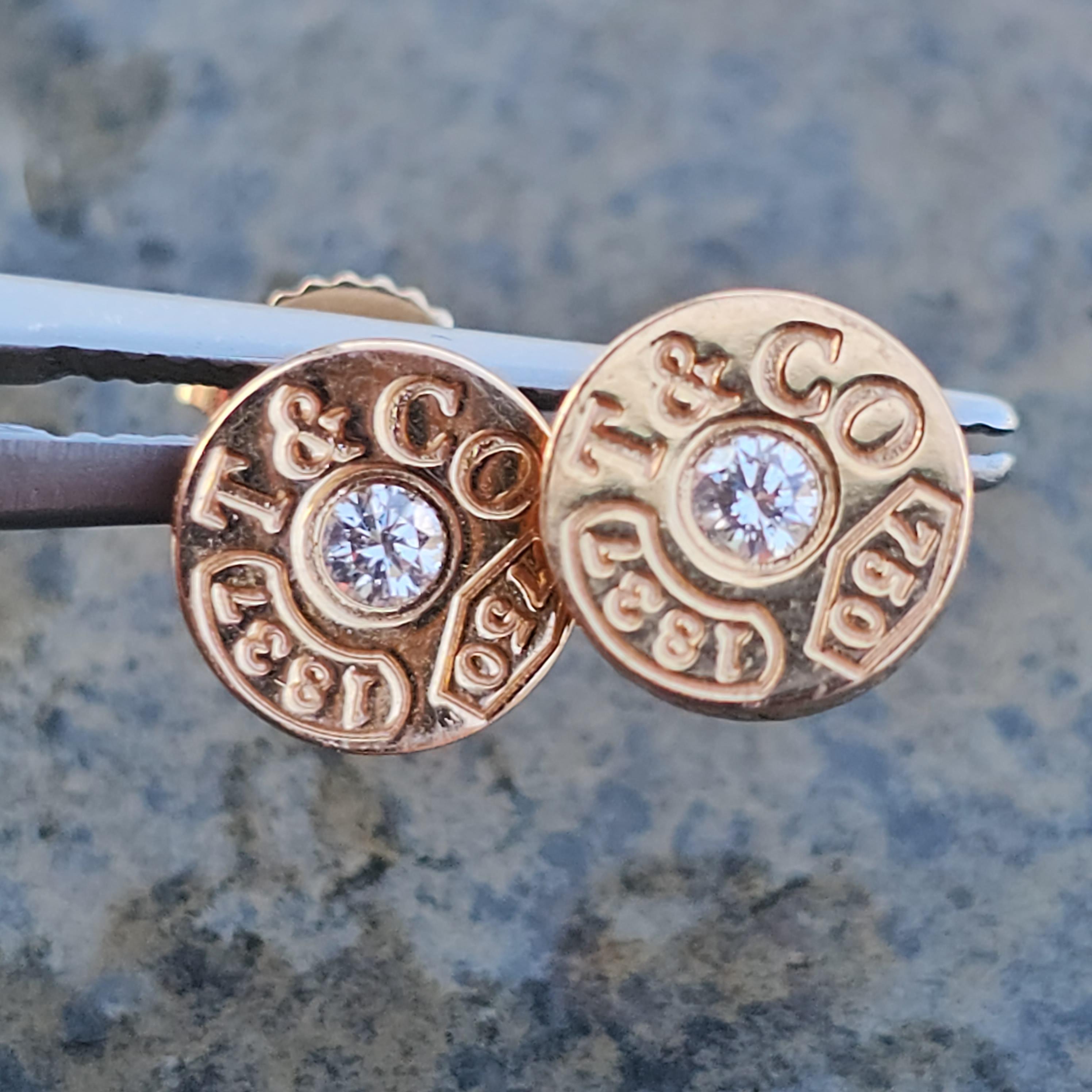 Women's Tiffany & Co. 1837 Diamond Circle Stud Earrings 18k Rose Gold