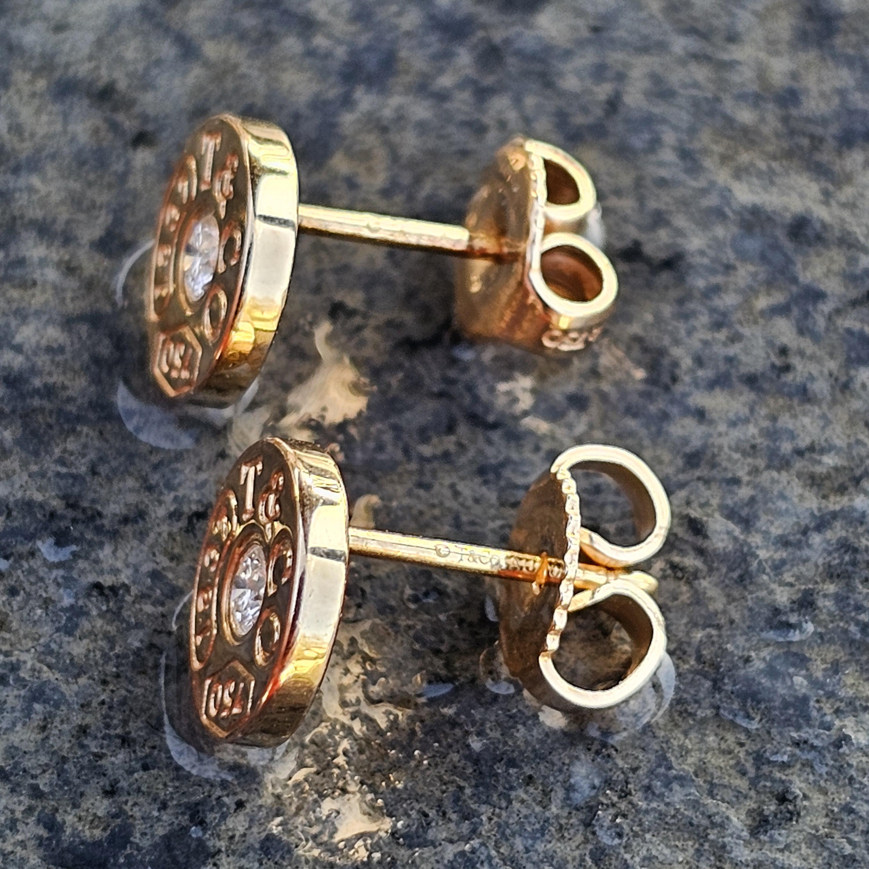 Tiffany & Co. 1837 Diamond Circle Stud Earrings 18k Rose Gold 3