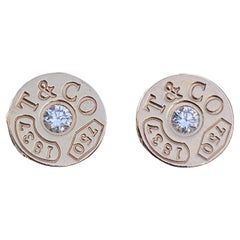 Tiffany & Co. 1837 Diamond Circle Stud Earrings 18k Rose Gold