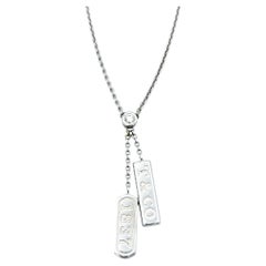 Used Tiffany & Co. 1837 Double Bar Pendant Necklace with Diamonds in 18K White Gold