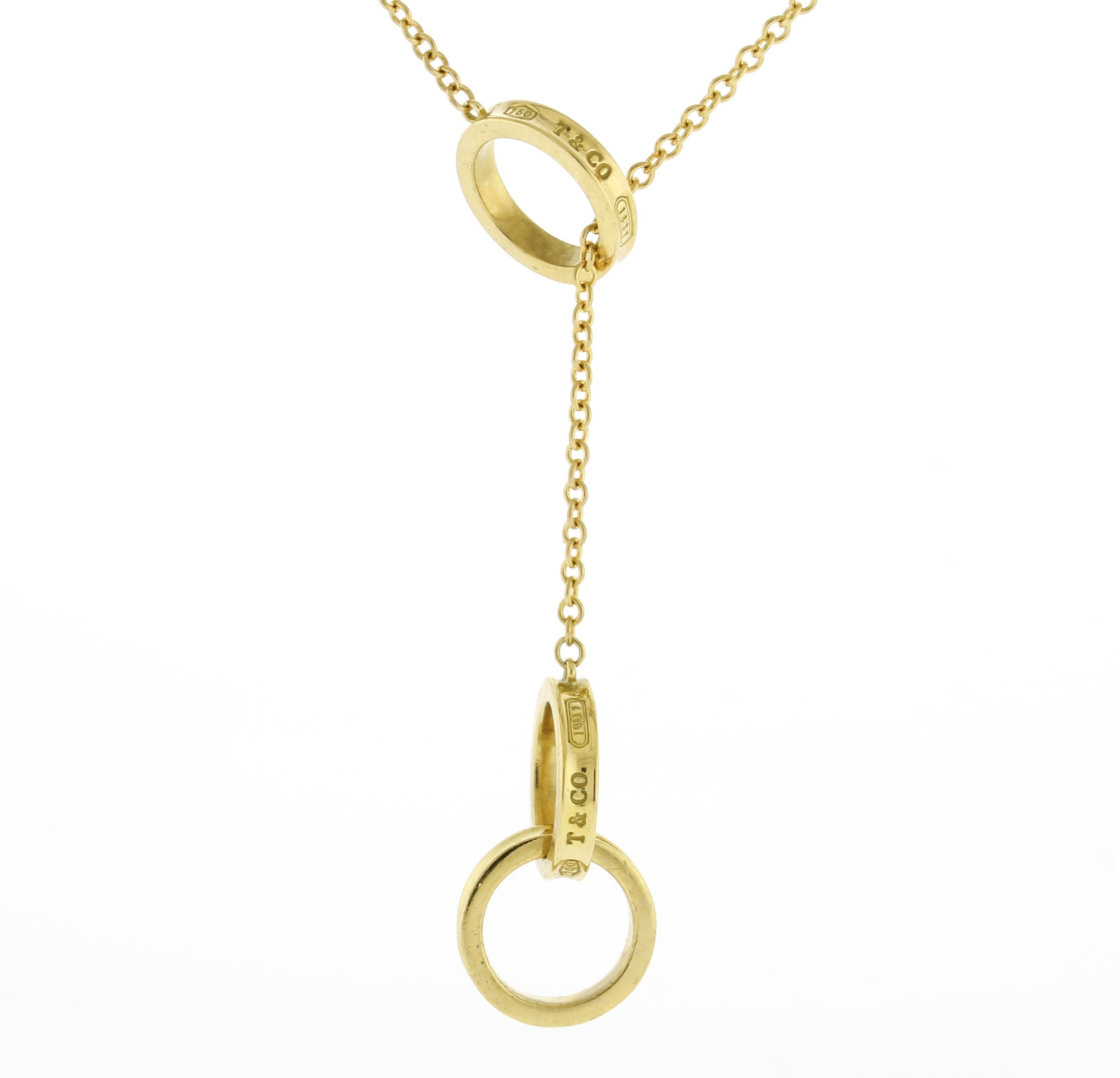 Tiffany & Co 1837 Interlocking Circles Lariat Pendant Necklace In Excellent Condition For Sale In Bethesda, MD