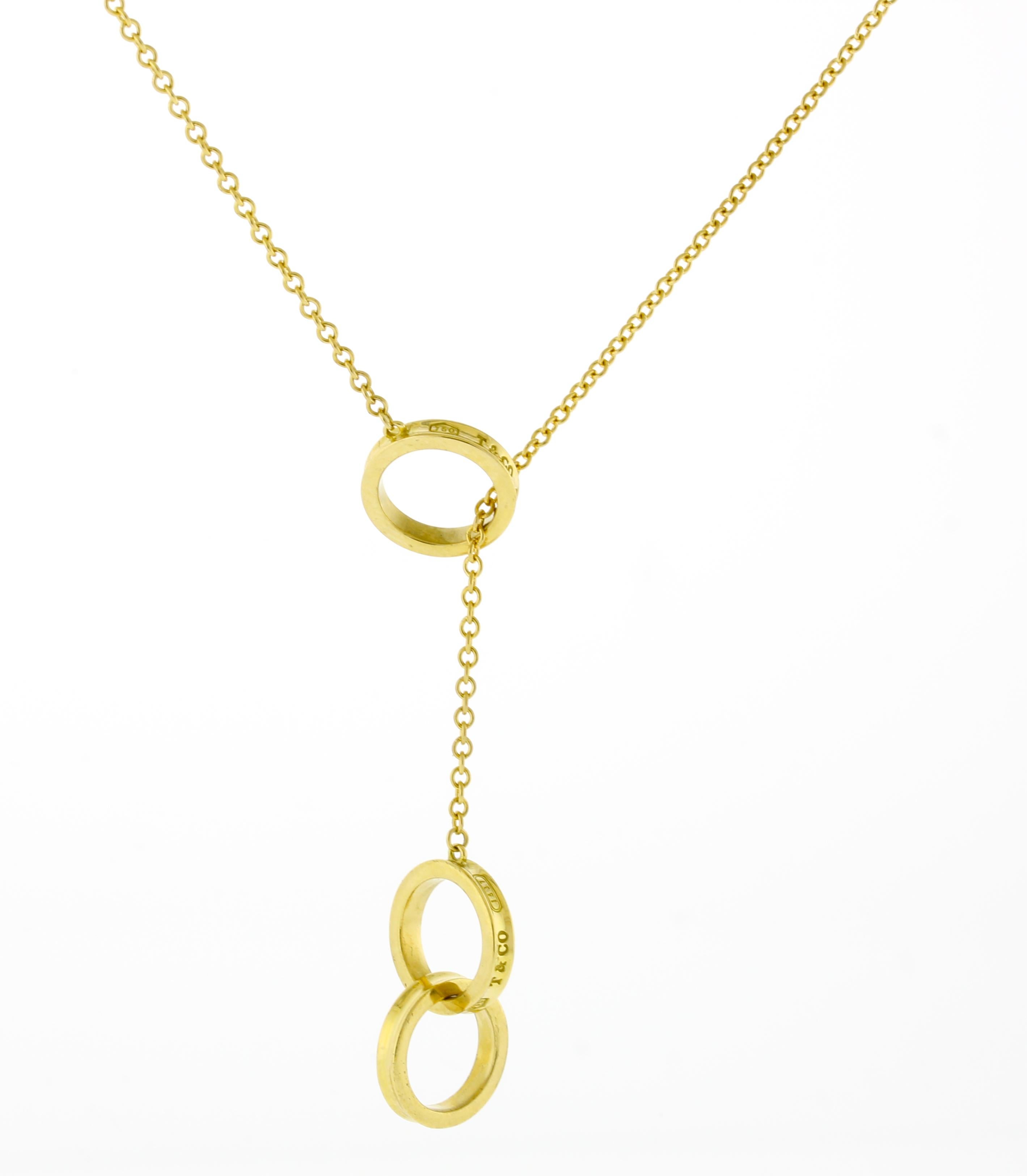 Women's or Men's Tiffany & Co 1837 Interlocking Circles Lariat Pendant Necklace For Sale