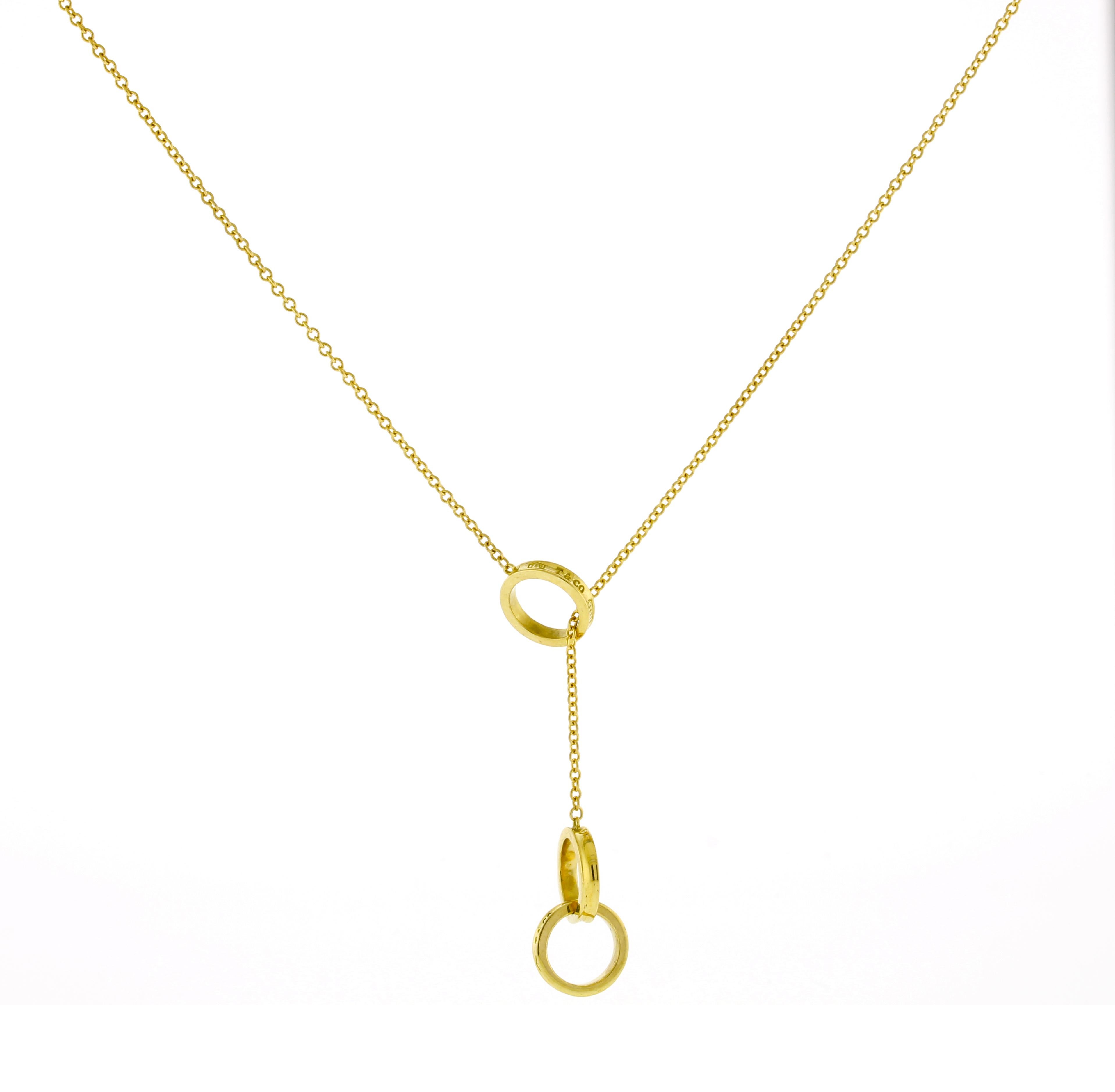 Tiffany & Co 1837 Interlocking Circles Lariat Pendant Necklace For Sale 2