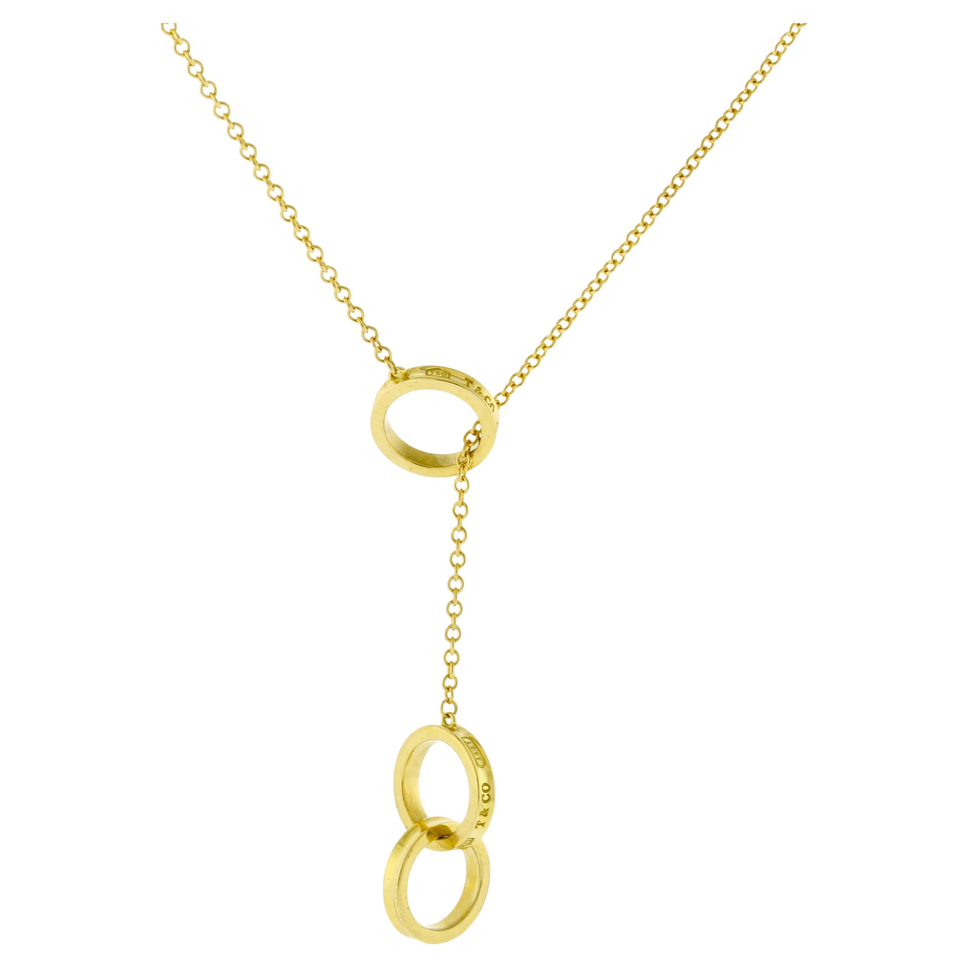 Tiffany & Co 1837 Interlocking Circles Lariat Pendant Necklace For Sale