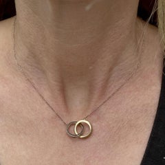 Tiffany & Co. 1837 Interlocking Rings Pendant Necklace 18KYG/SS