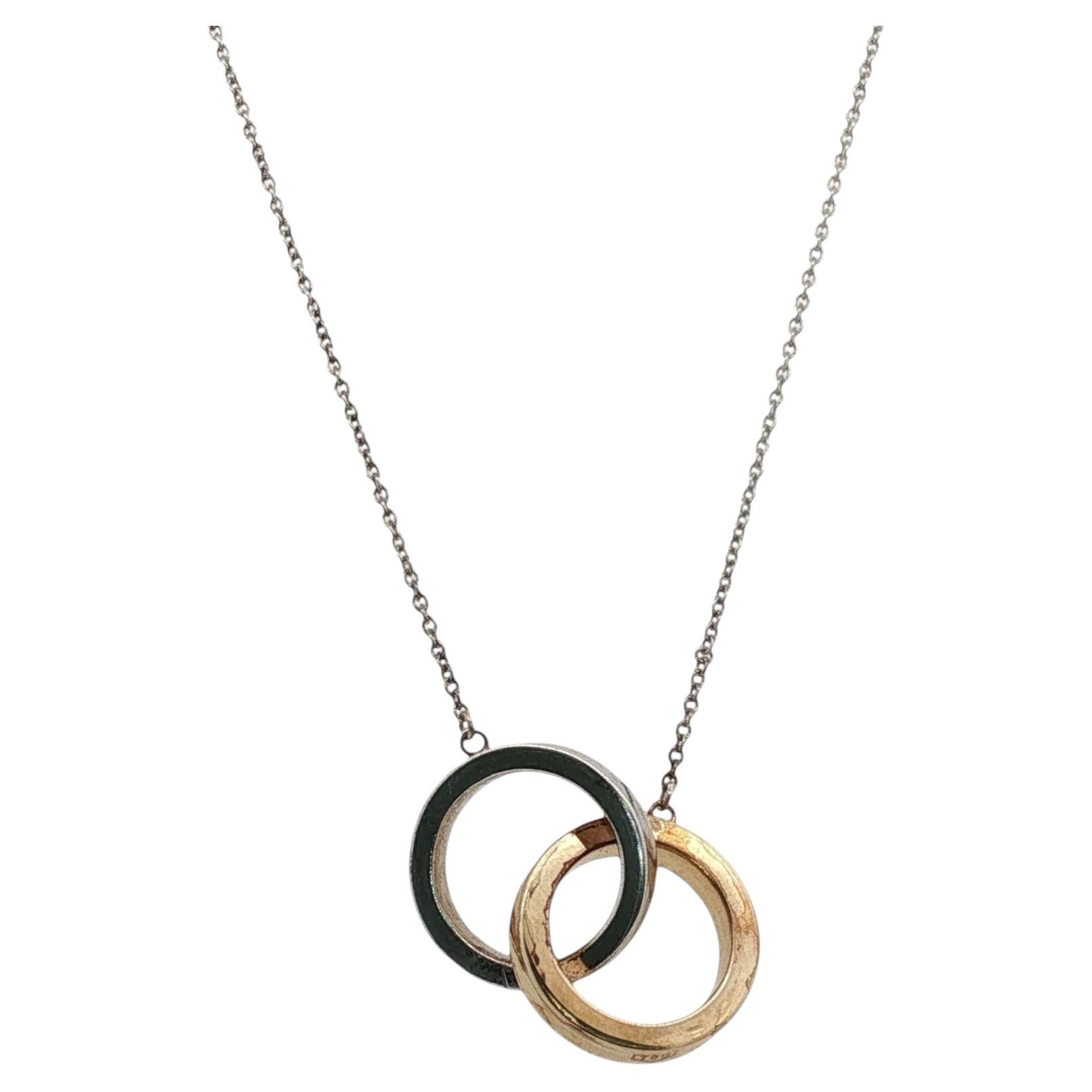 Tiffany & Co. 1837 Interlocking Rings Pendant Necklace 18KYG/SS