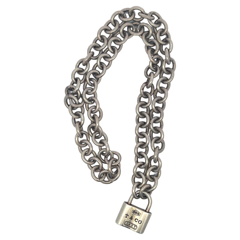 TIFFANY Sterling Silver 1837 Lock Charm Necklace 465919
