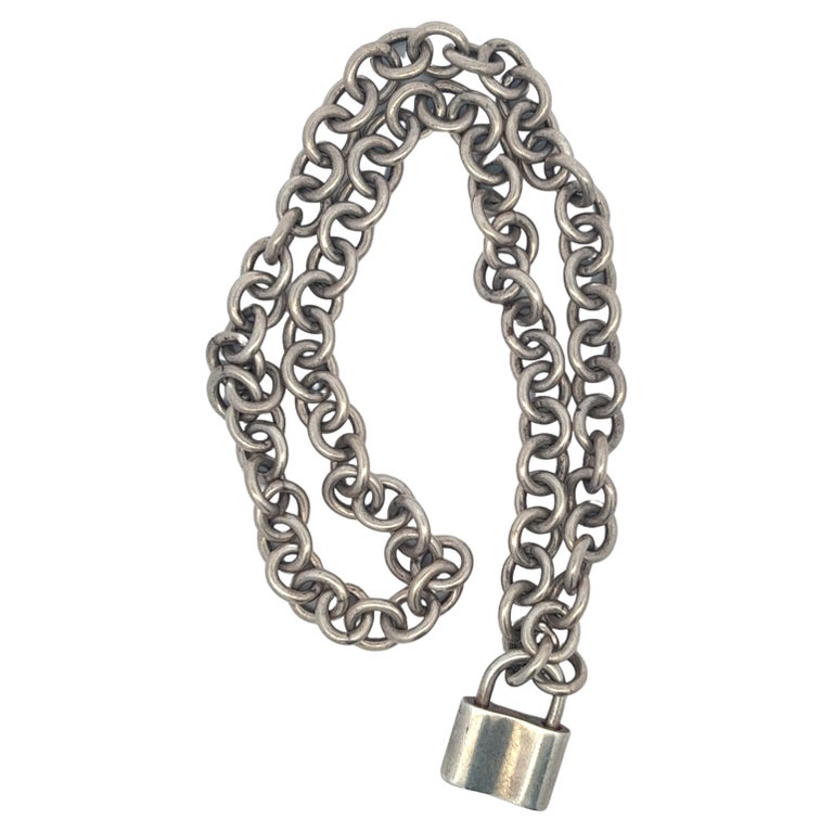 Tiffany & Co. 1837 Lock Padlock Pendant Necklace 16 Silver 925 w/Bag  m1075-2