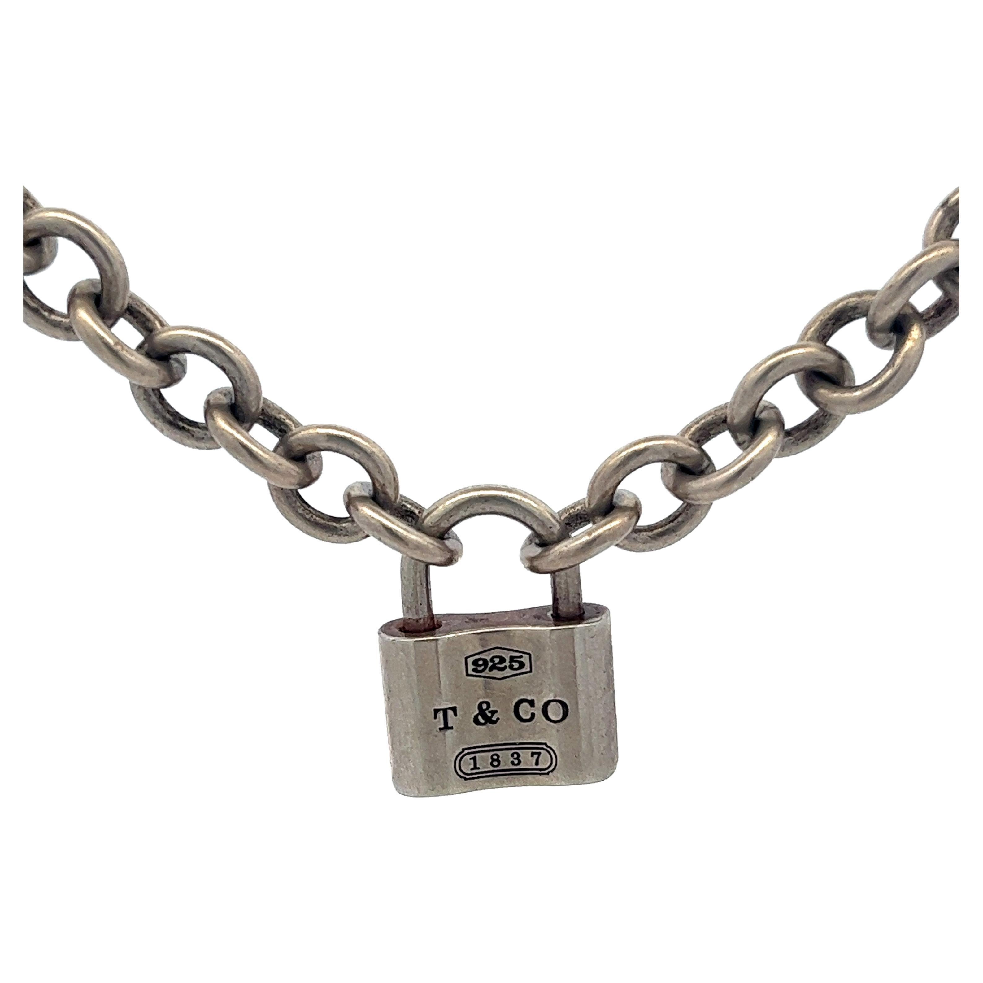 Moderno Ciondolo e collana con lucchetto in argento Sterling 925 di Tiffany & Co. 1837 Lock Box