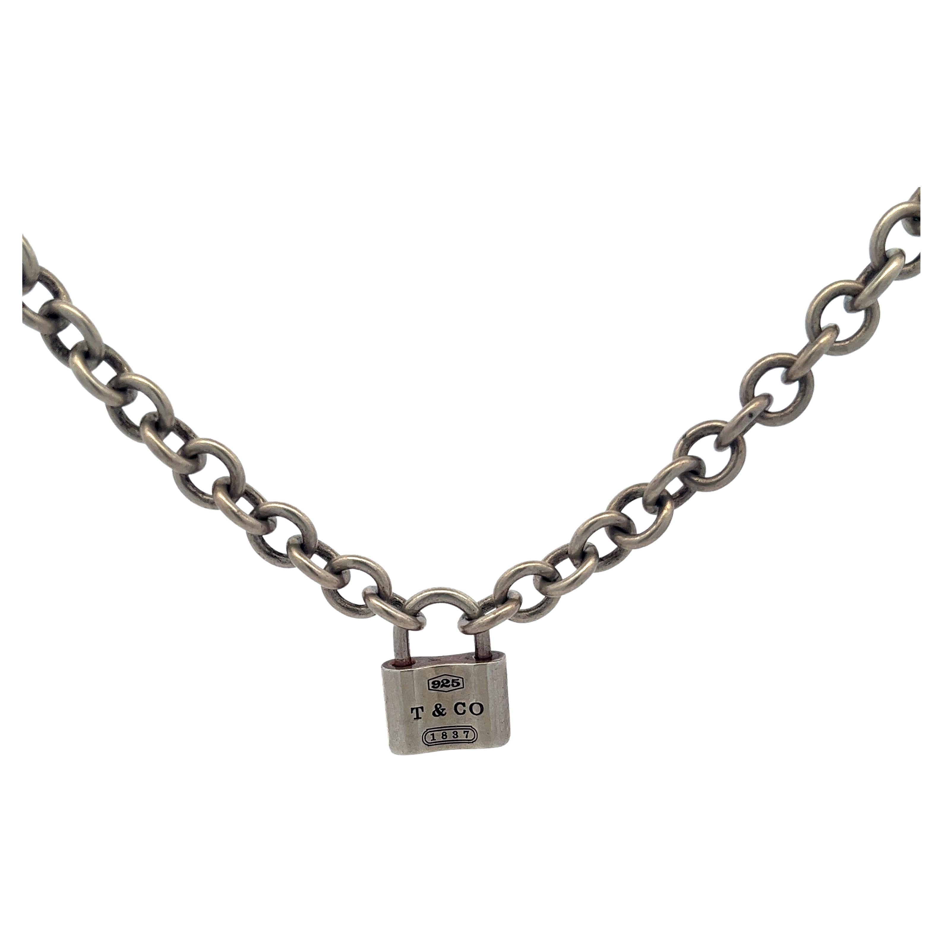Tiffany and Co. 1837 Lock Box Sterling Silver 925 Padlock Pendant and  Necklace at 1stDibs