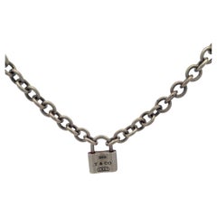 Tiffany & Co. Pendentif et collier cadenas en argent sterling 925 avec boîte de verrouillage 1837 