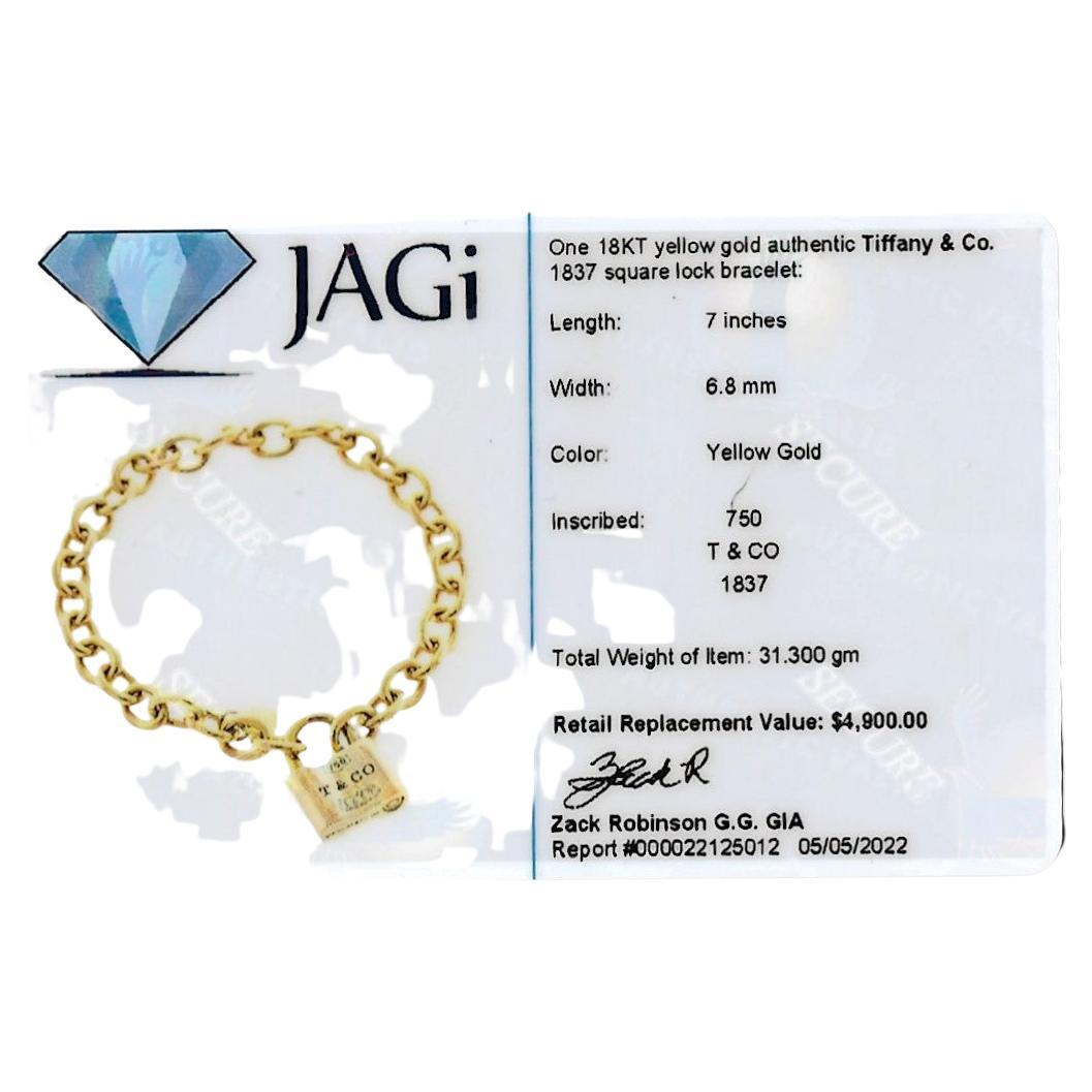 Tiffany & Co. 1837 Lock Circle Chain Link Bracelet in 18 Karat Yellow Gold 4